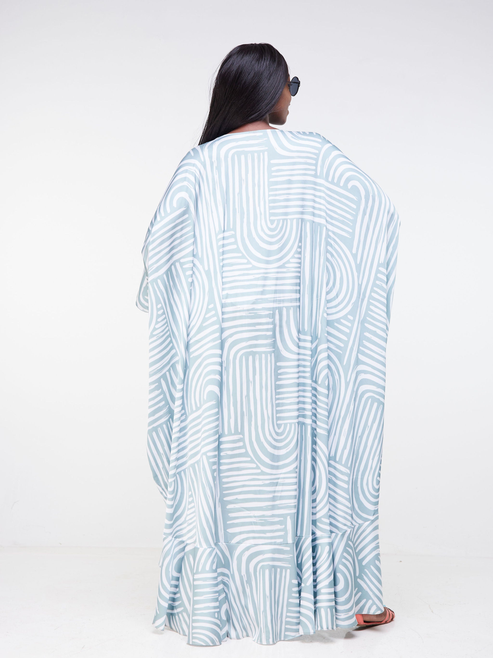 Vivo Malindi Open Kaftan (JK)  - Mint Green / White Abstract Print