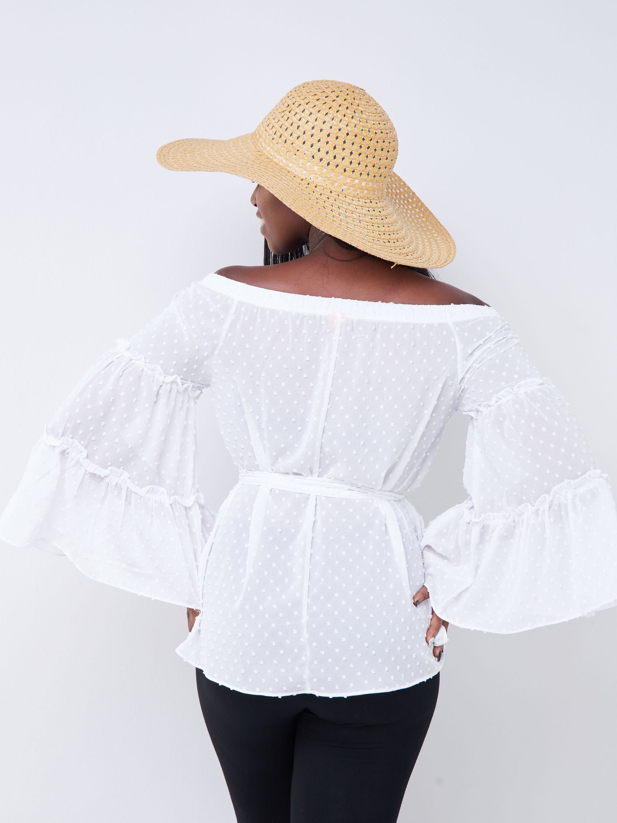 Vivo Malindi Off Shoulder Chiffon Top - White