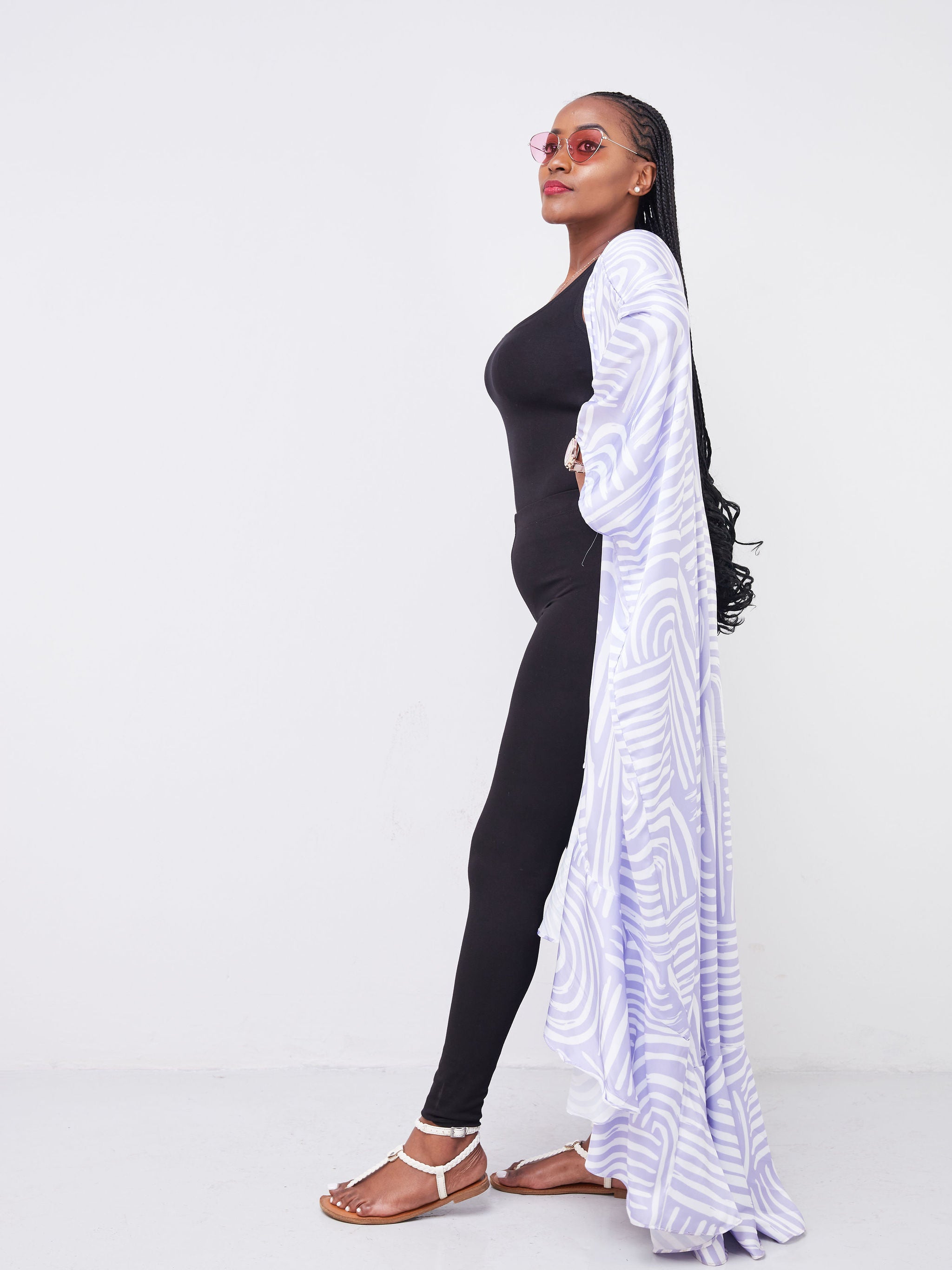 Vivo Malindi Open Kaftan (JK) - Lilac / White Abstract Print