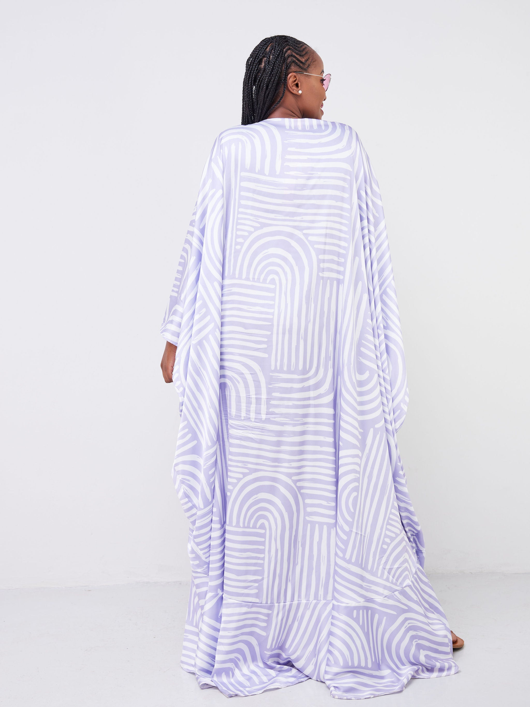 Vivo Malindi Open Kaftan (JK) - Lilac / White Abstract Print