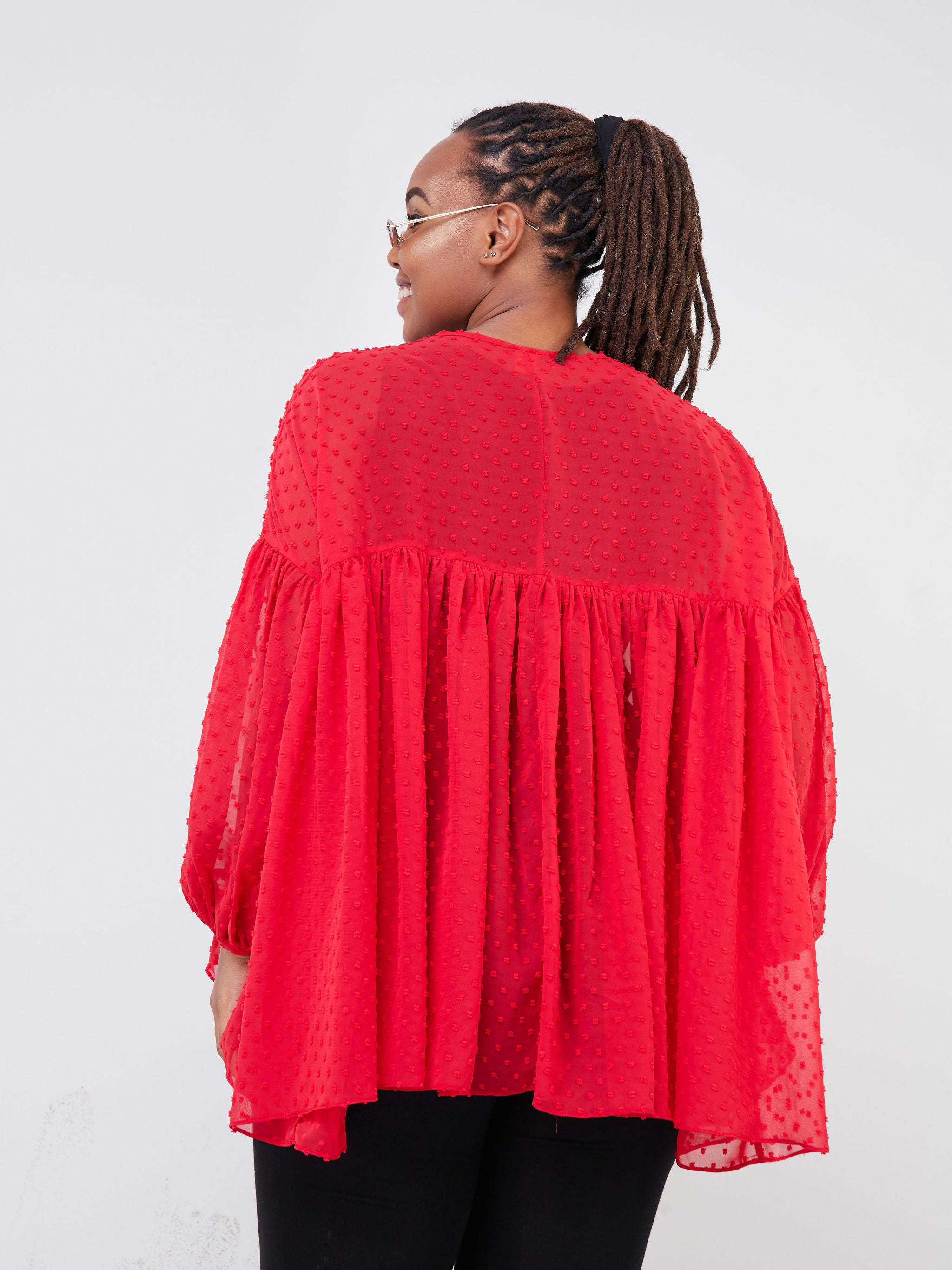 Vivo Malindi Gathered Cover Up Top - Red