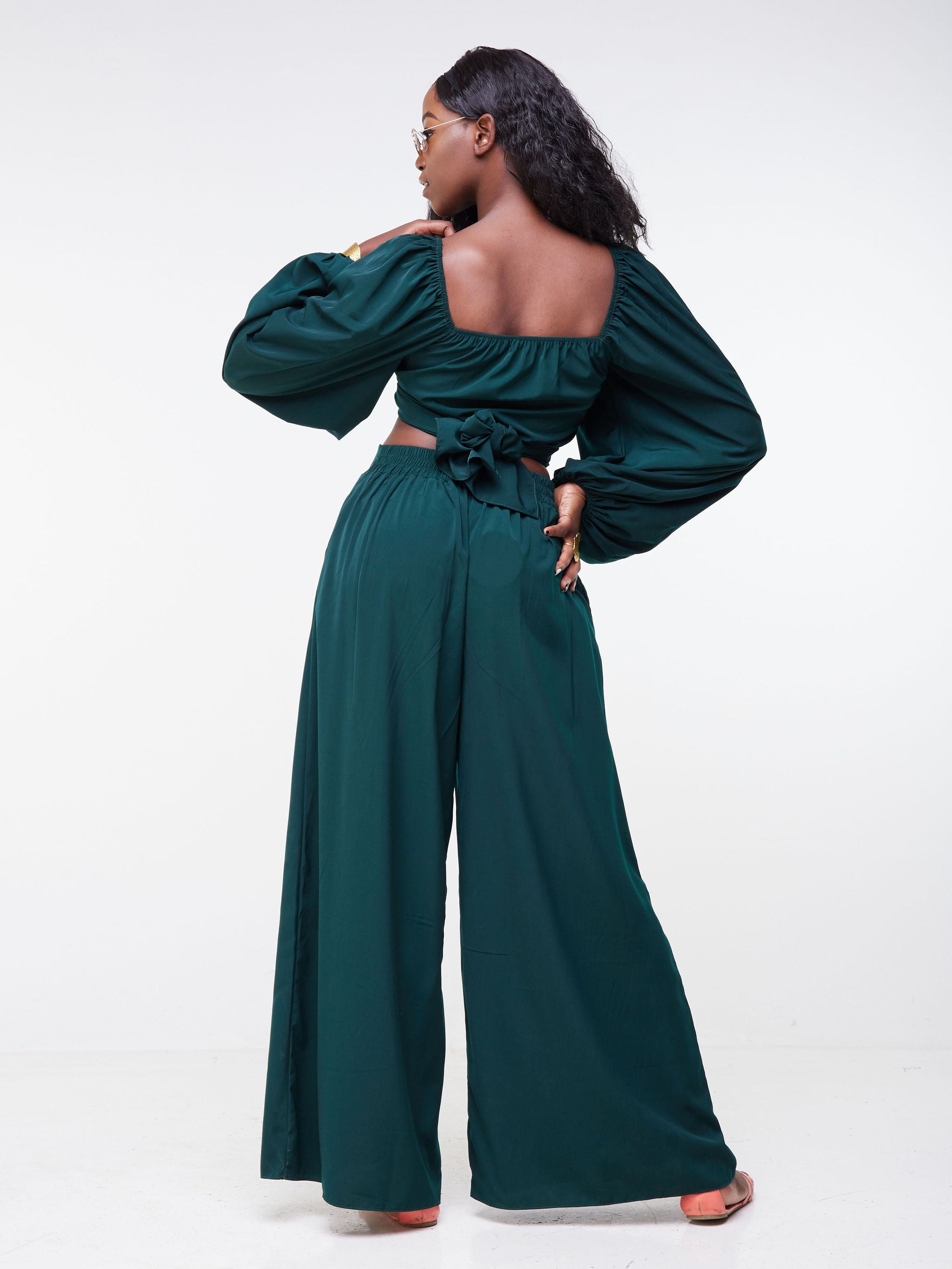 Vivo Malindi Puff Sleeve Top (JK) - Dark Green
