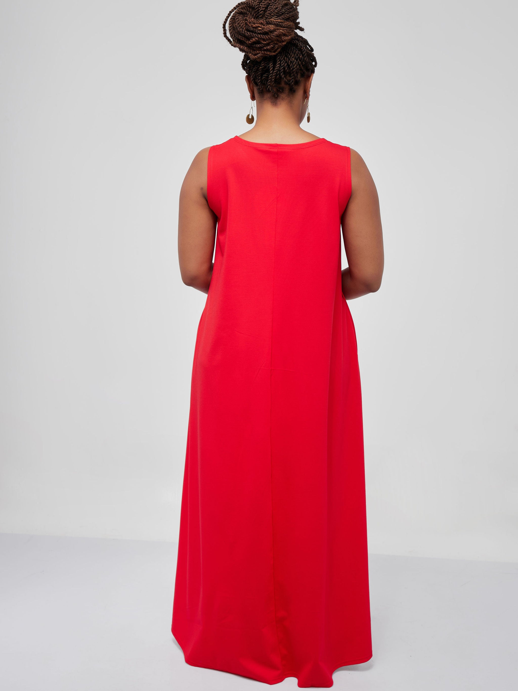 Vivo Basic Sleeveless Kena Tent Maxi Dress - Red
