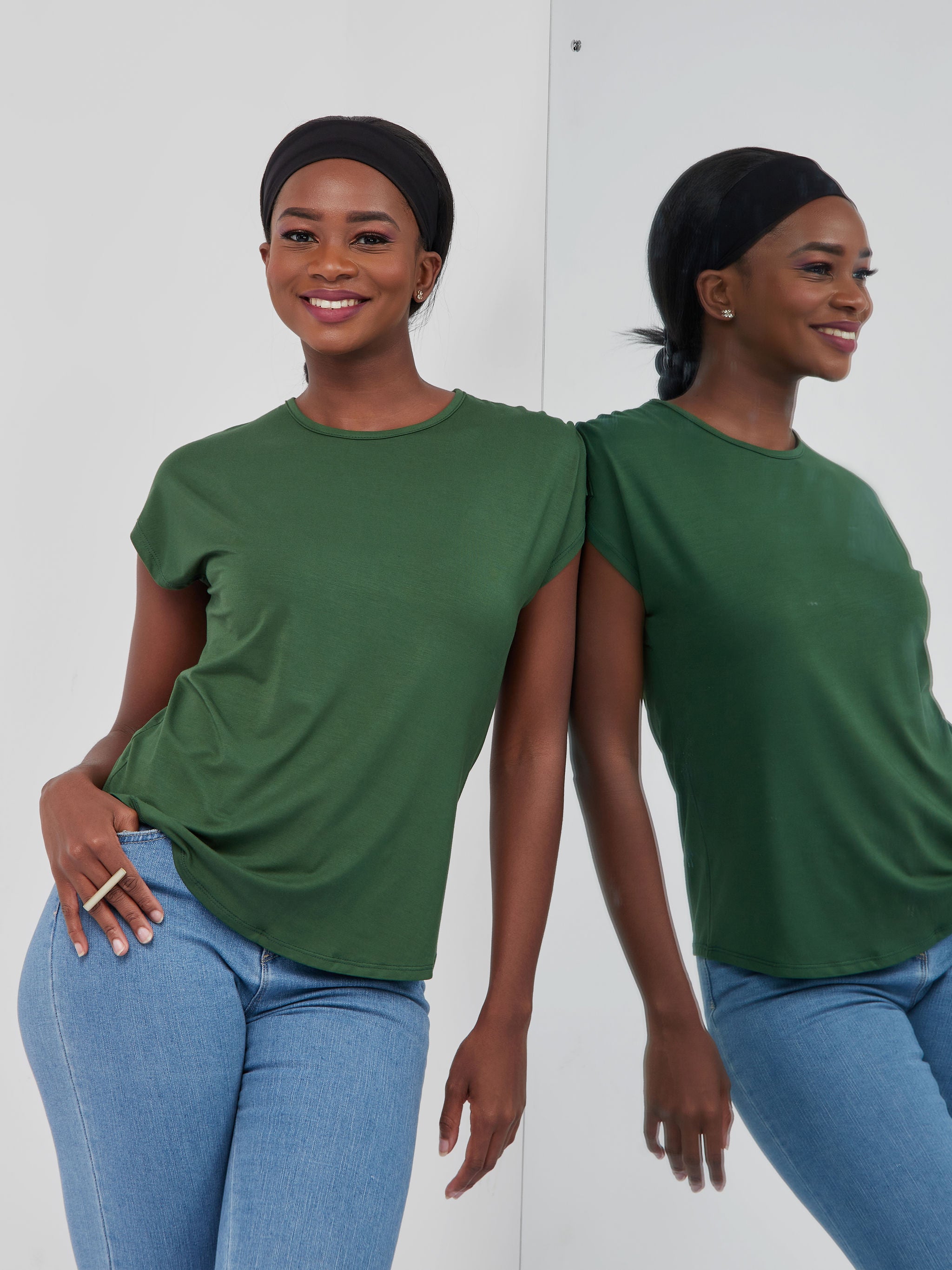 Vivo Basic Drop Shoulder Top - Army Green