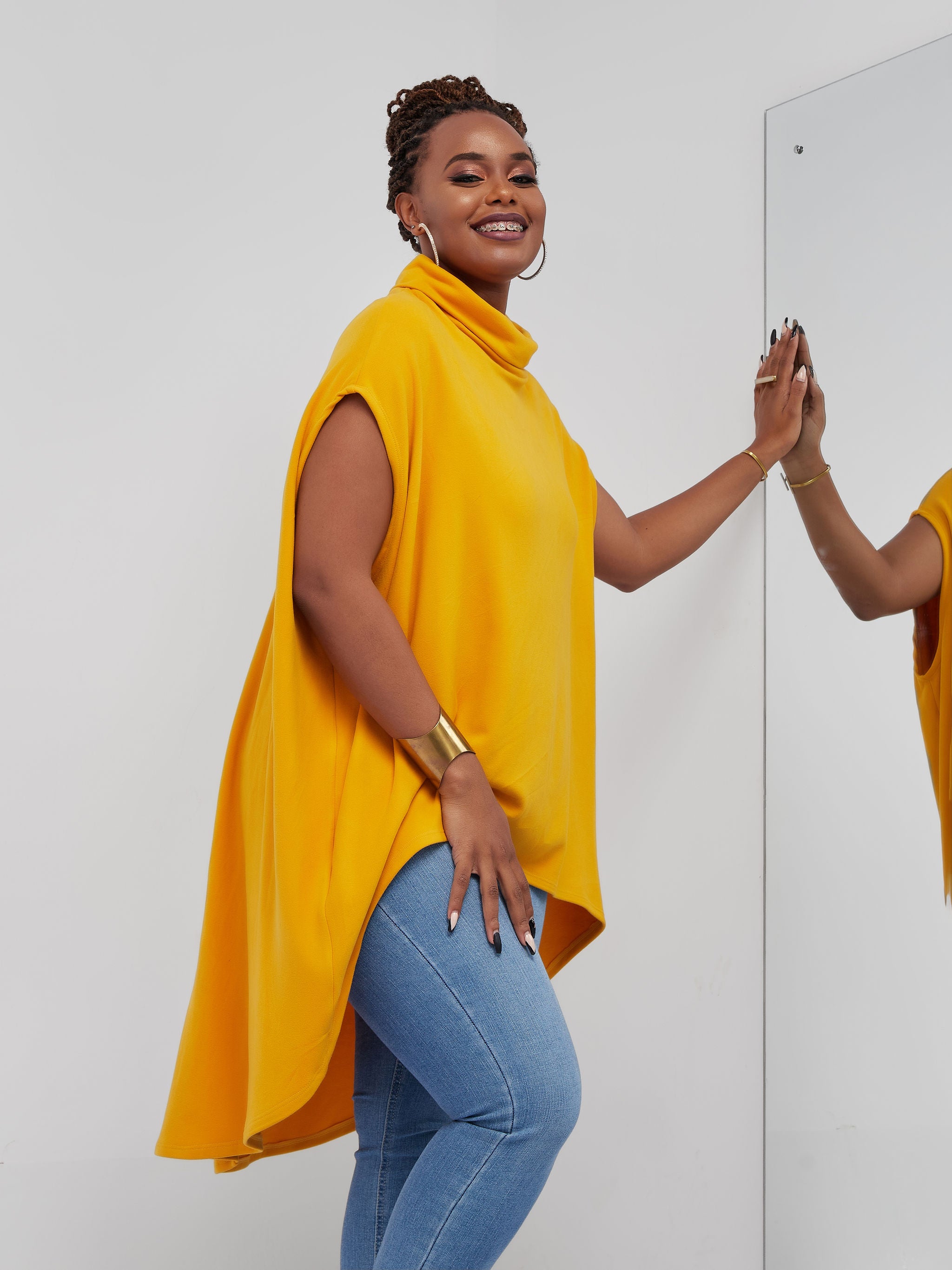 Vivo Binti High Low Poncho - Mustard
