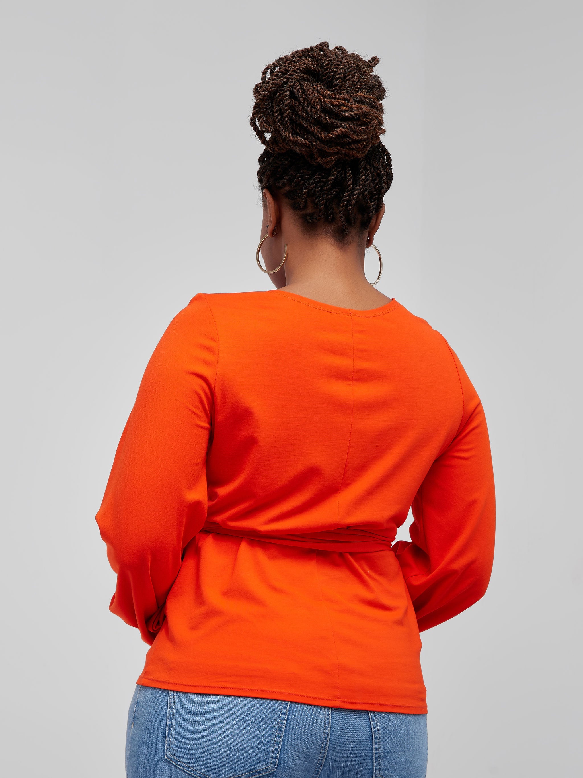 Vivo Basic Olivia Bishop Sleeve Top - Orange