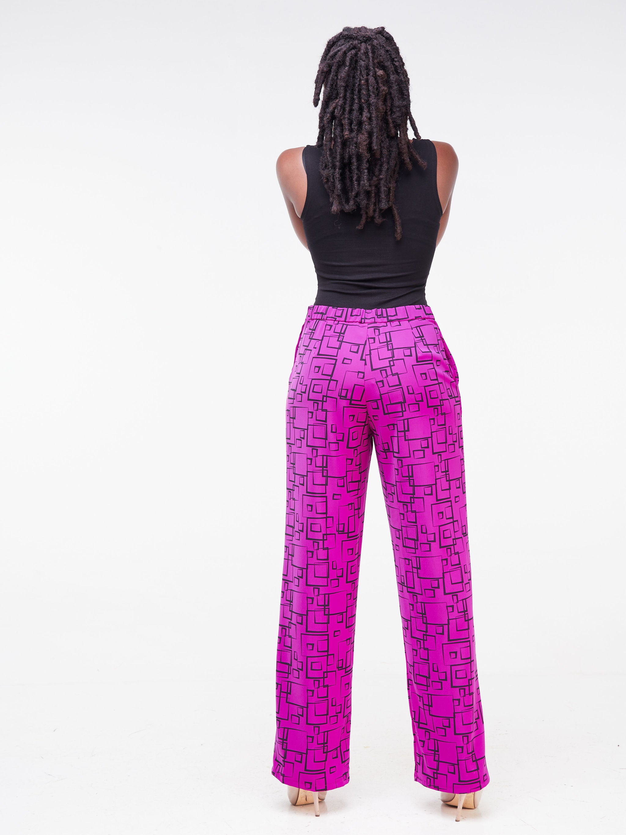 Vivo Fahari Straight Leg Pants - Pink / Geometric Print