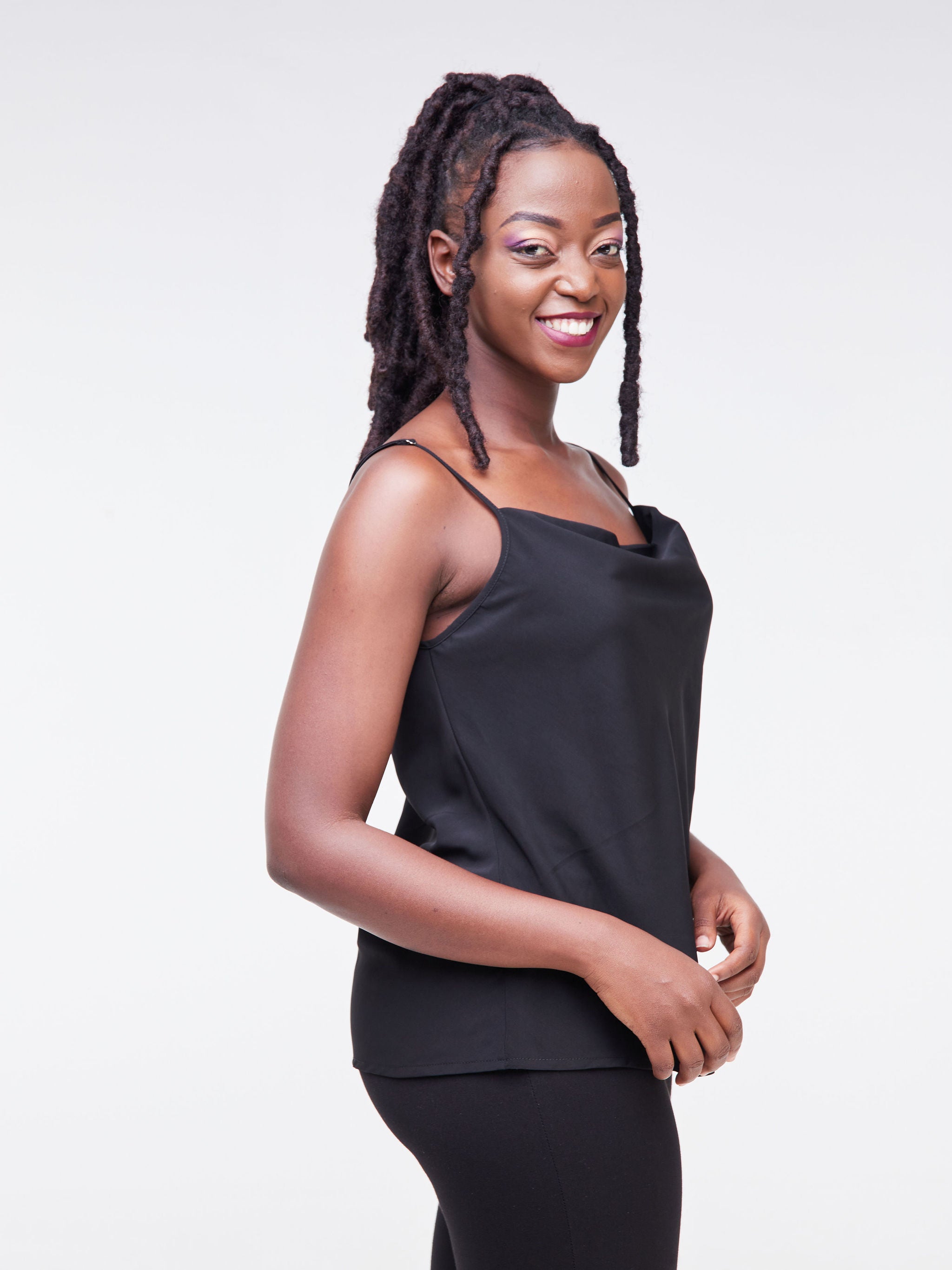 Vivo Fahari Strappy Cowl Top - Black