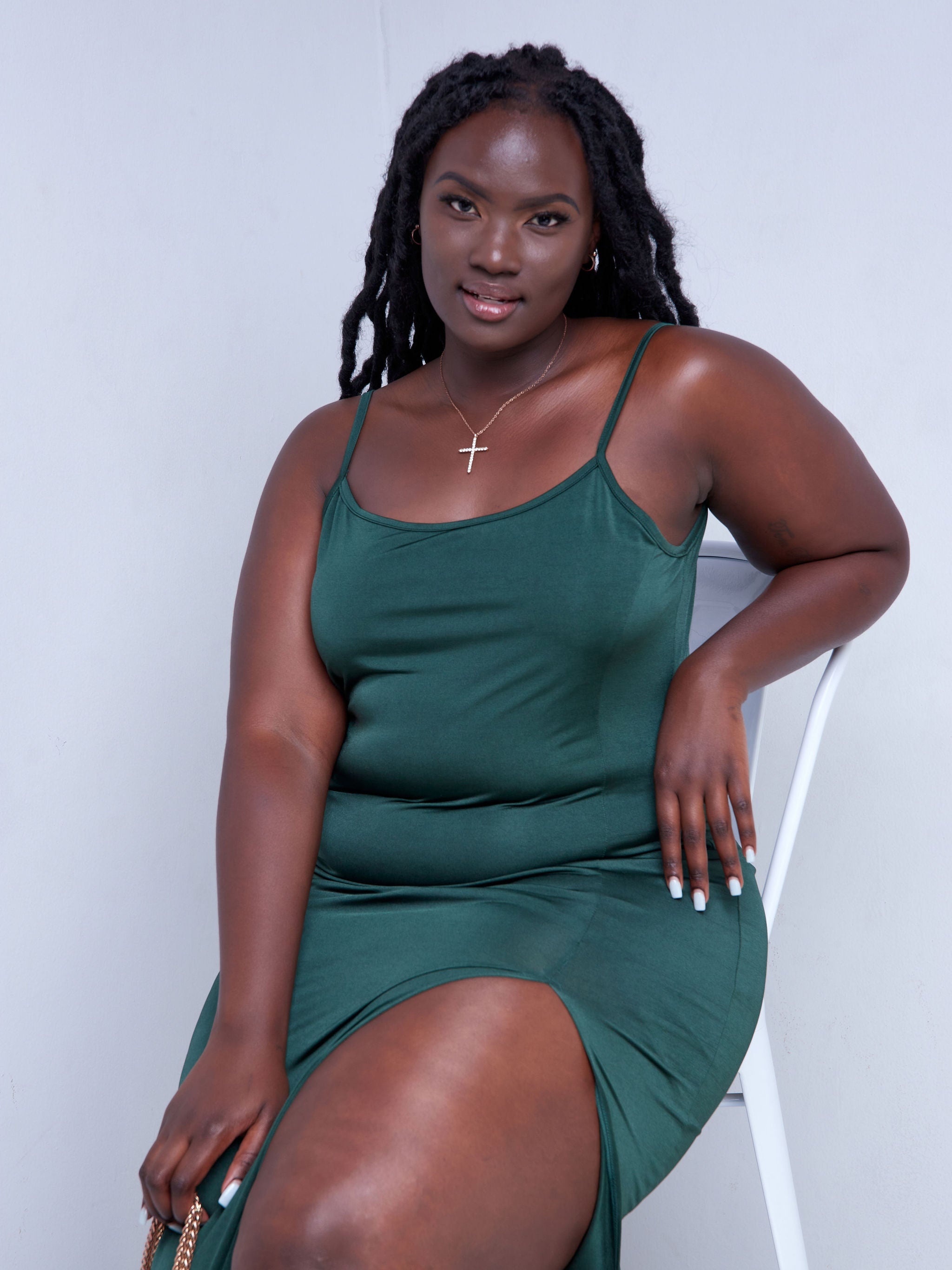 Zoya Party Strappy Midi Dress - Dark Green