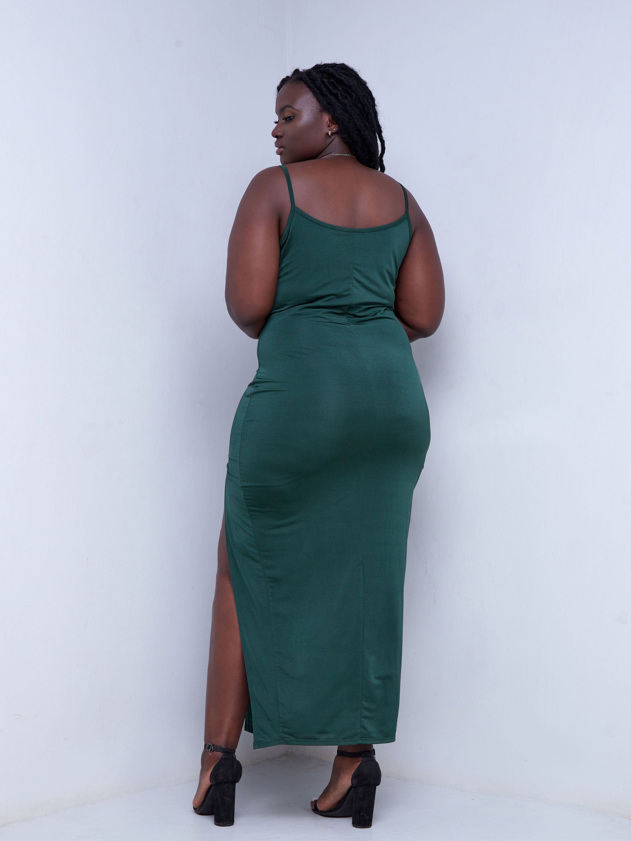 Zoya Party Strappy Midi Dress - Dark Green