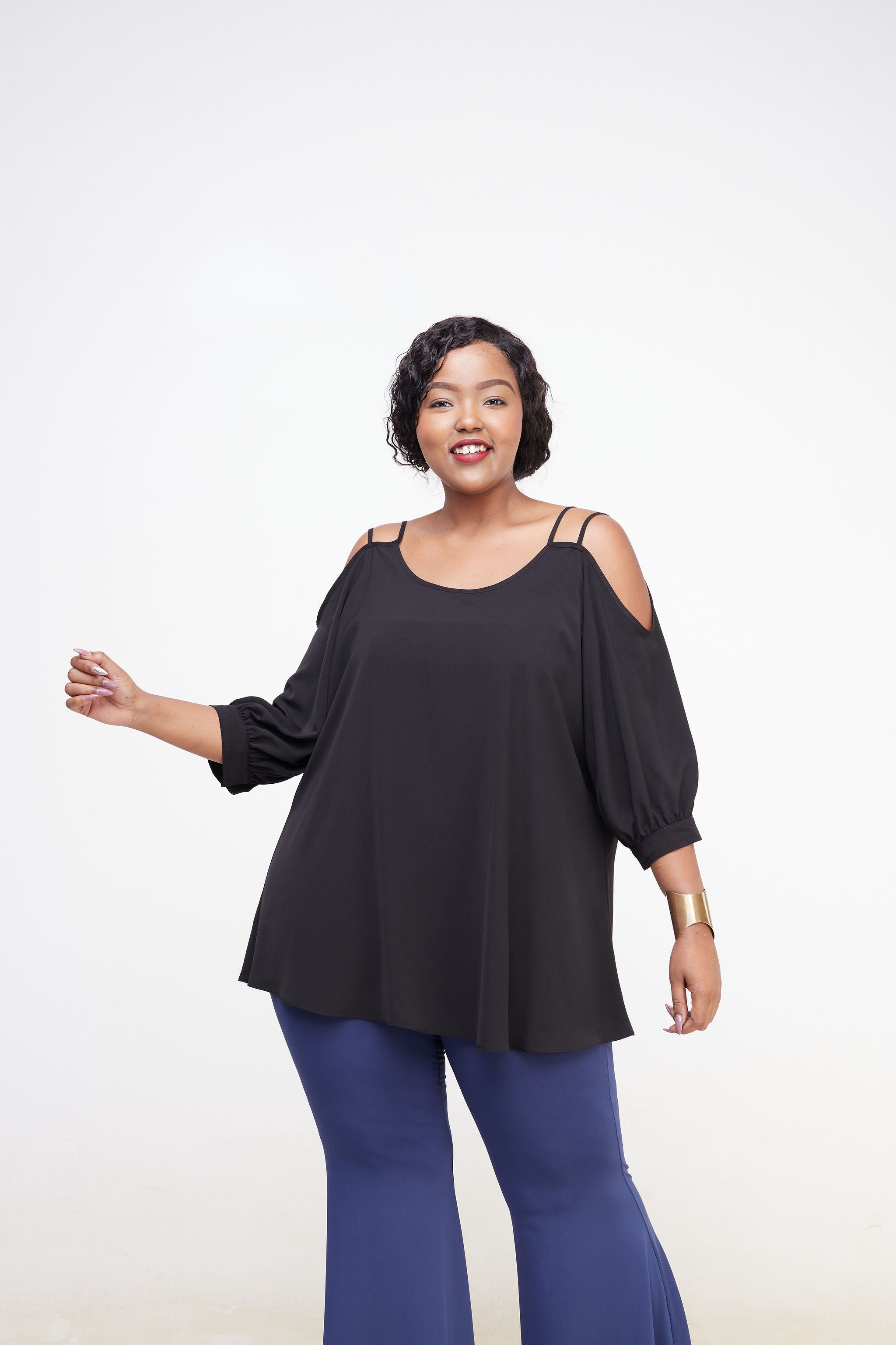 Vivo Dali Strappy Cold Shoulder Top - Black