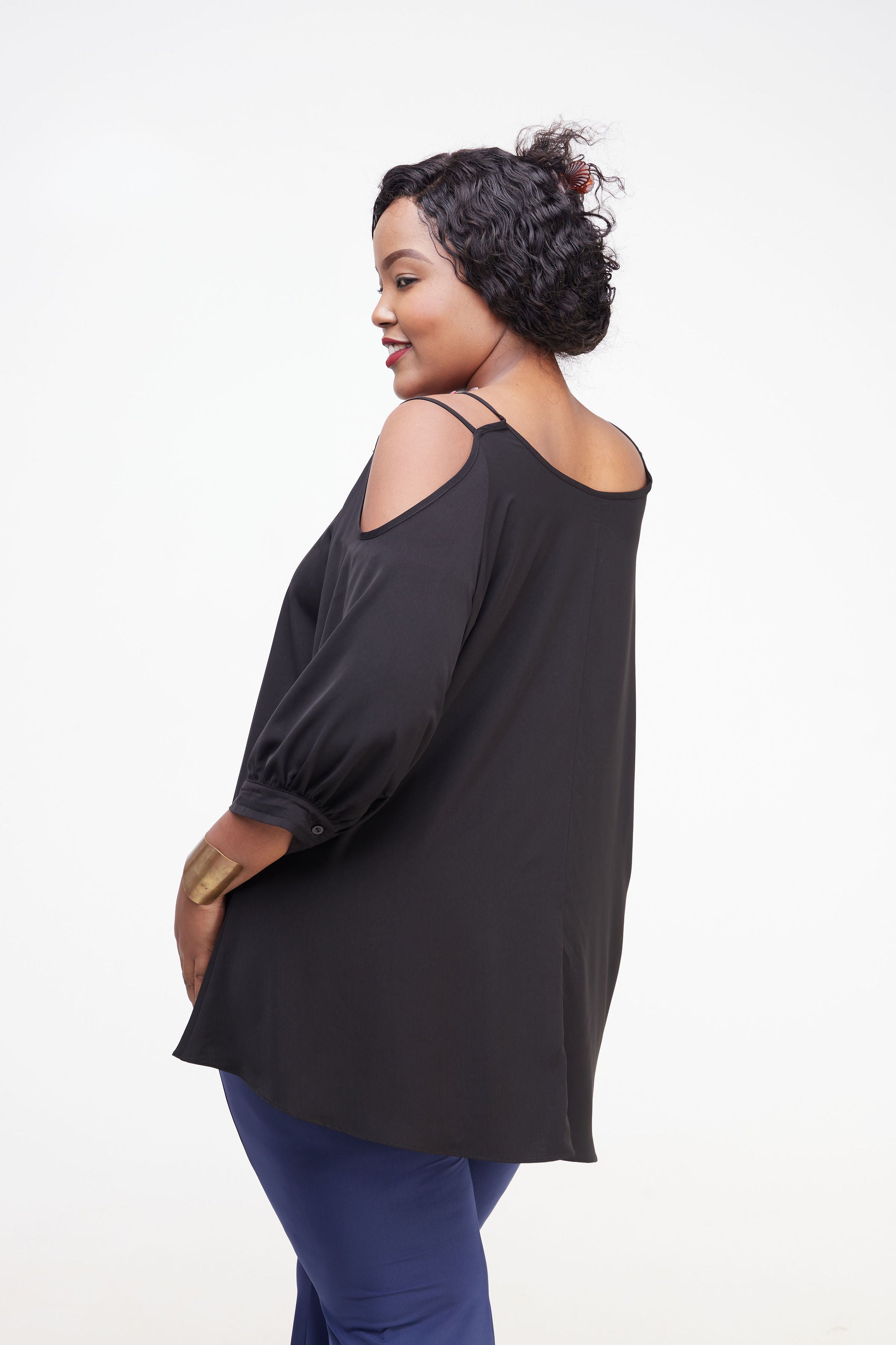 Vivo Dali Strappy Cold Shoulder Top - Black