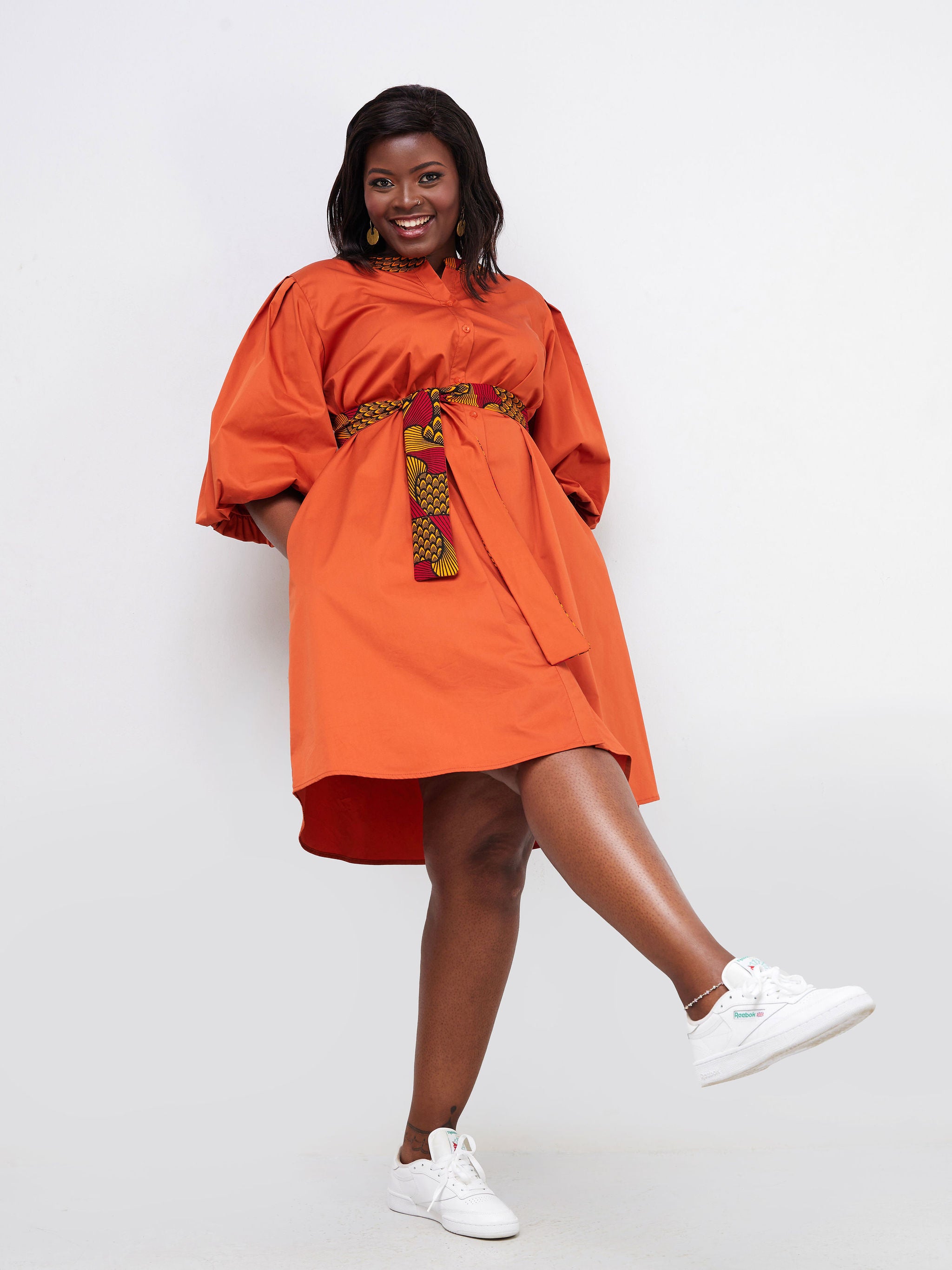 Safari Mali Bishop Sleeve Tent Dress - Rust