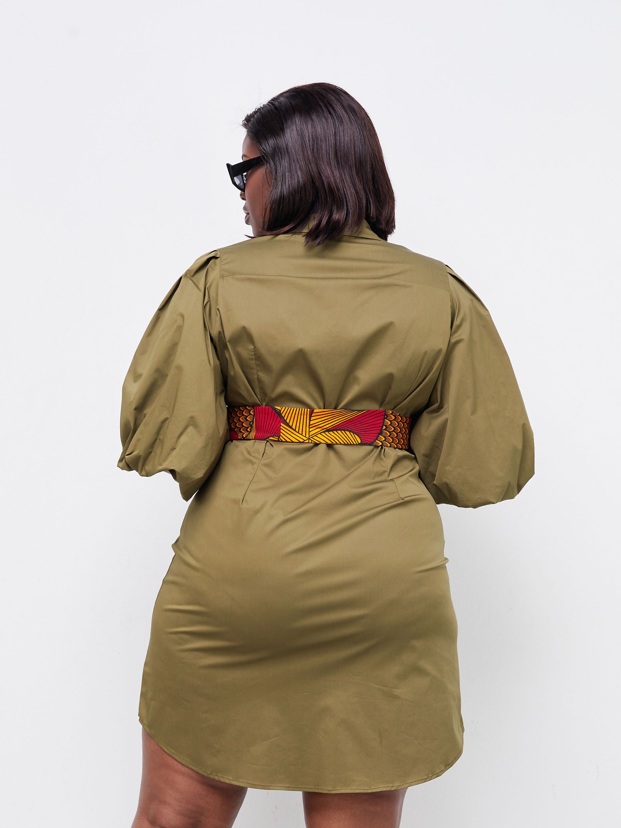 Safari Mali Bishop Sleeve Shirt Dress - Hunters Green