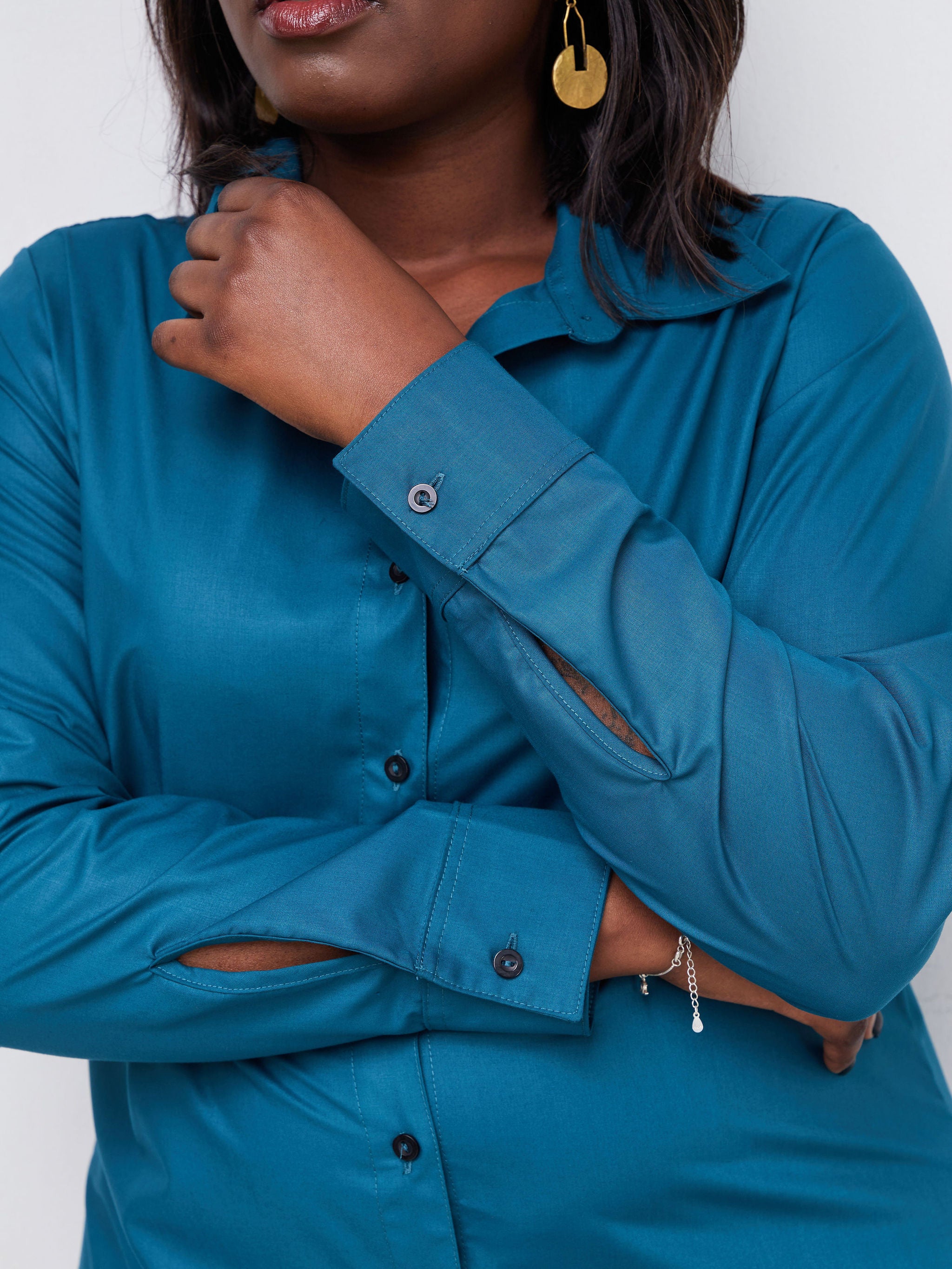 Vivo Basic Button Down Shirt - Teal