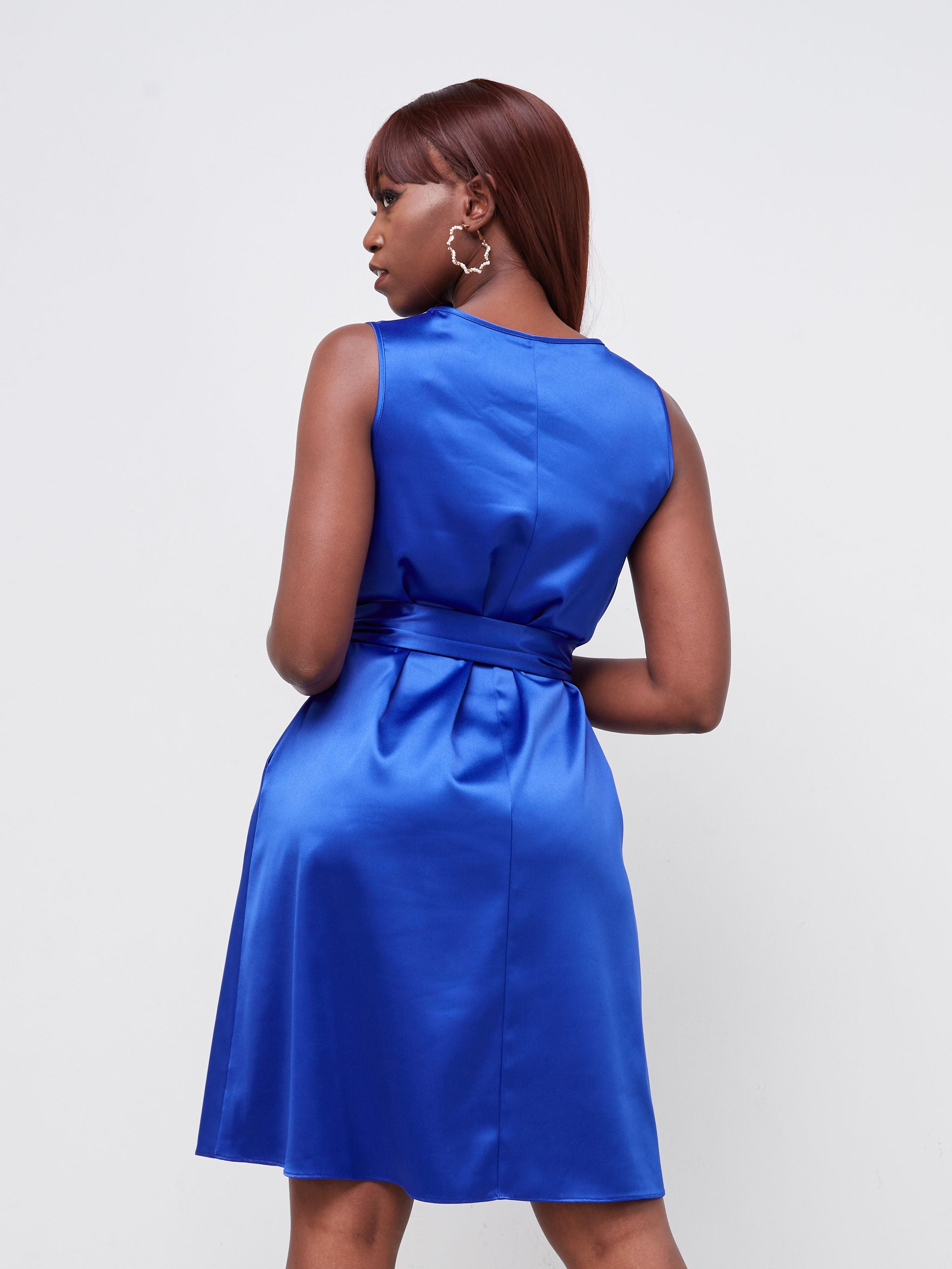 Vivo Basic Sleeveless Tent Dress - Royal Blue