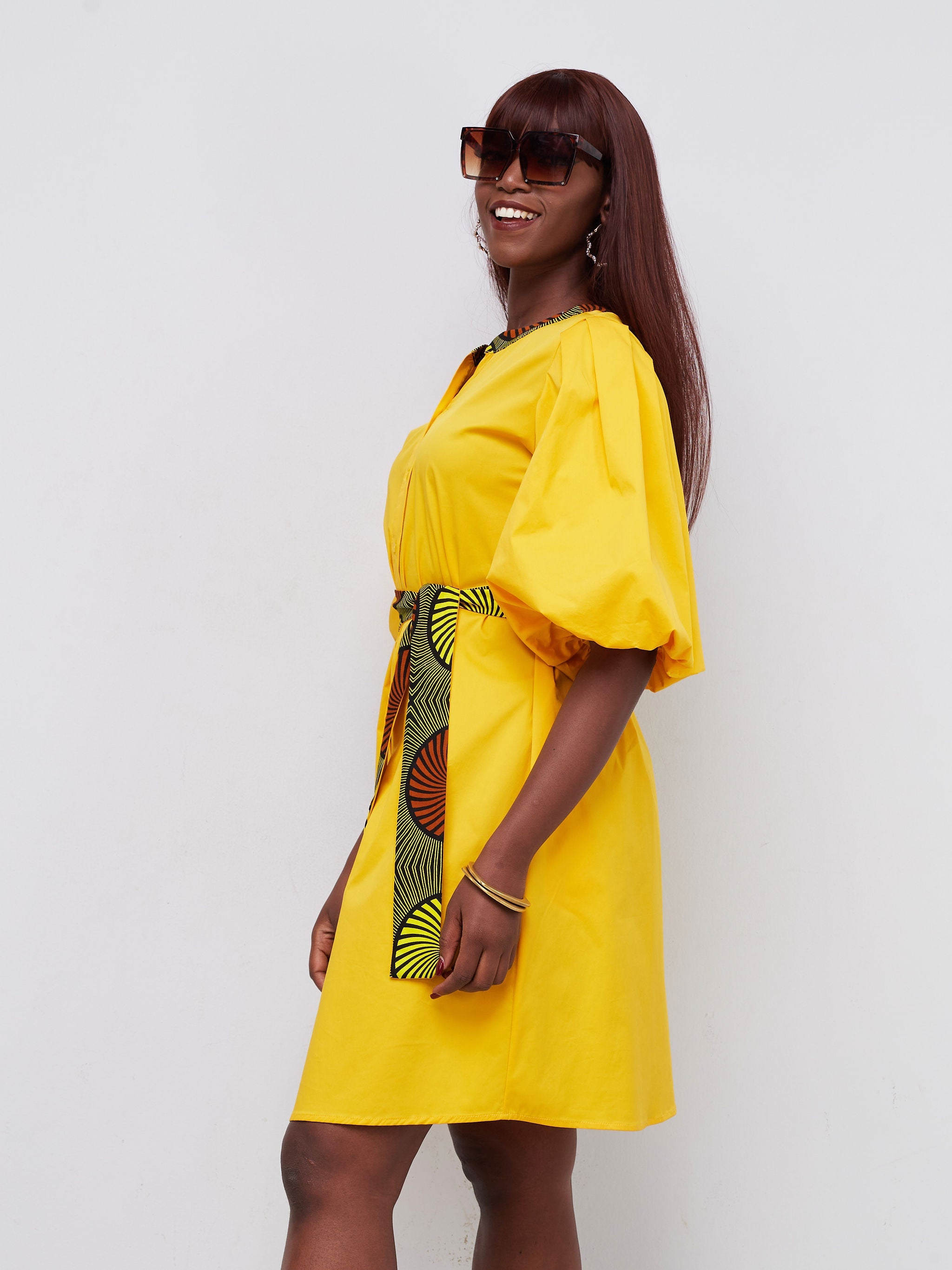 Safari Mali Bishop Sleeve Tent Dress - Mustard