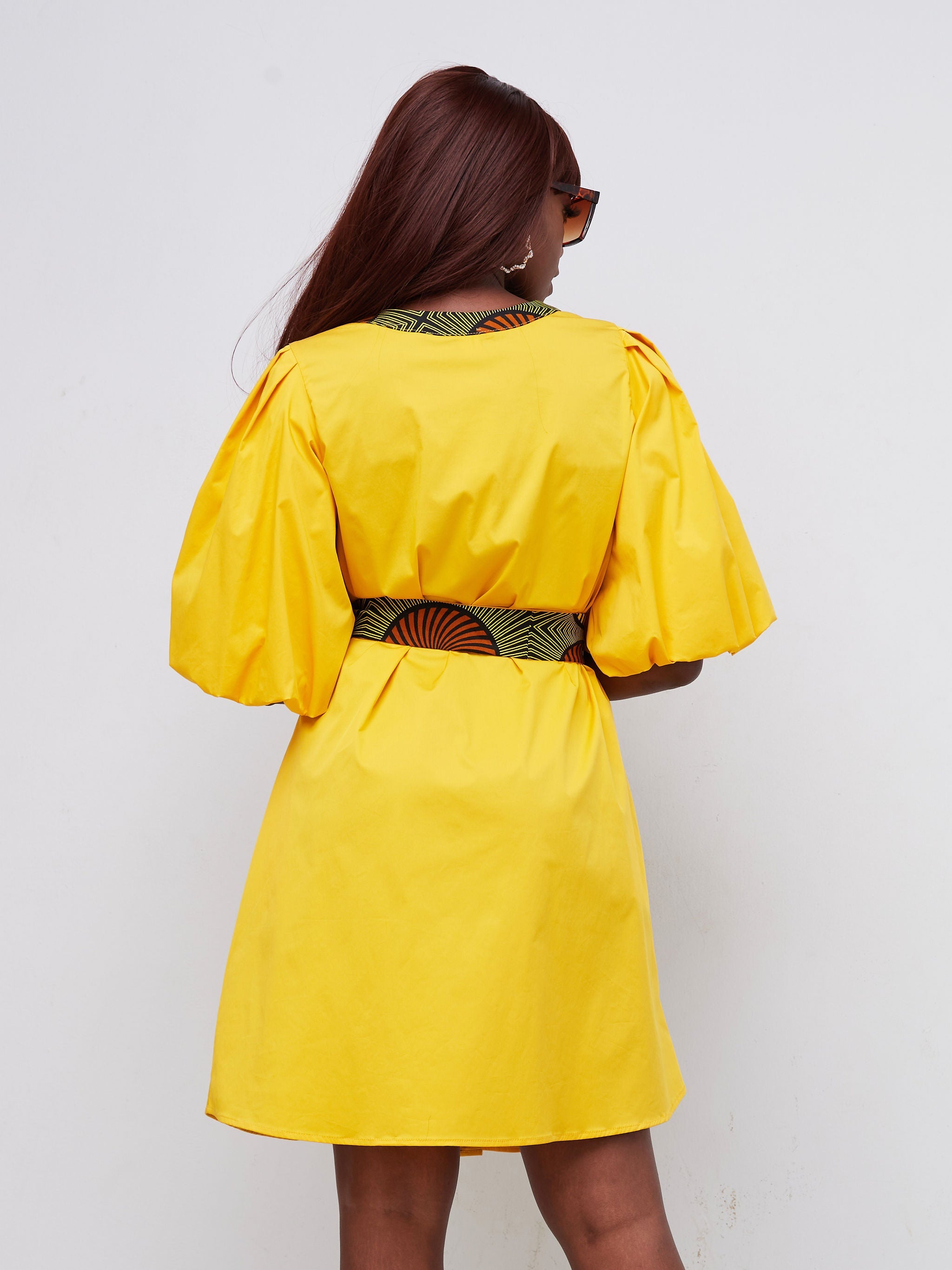 Safari Mali Bishop Sleeve Tent Dress - Mustard