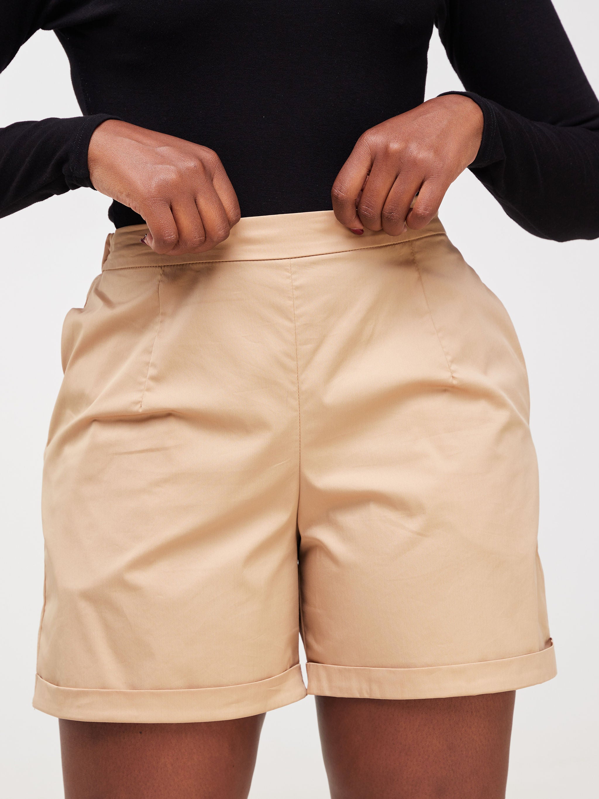 Safari Mali Turn Up Hem Shorts - Taupe