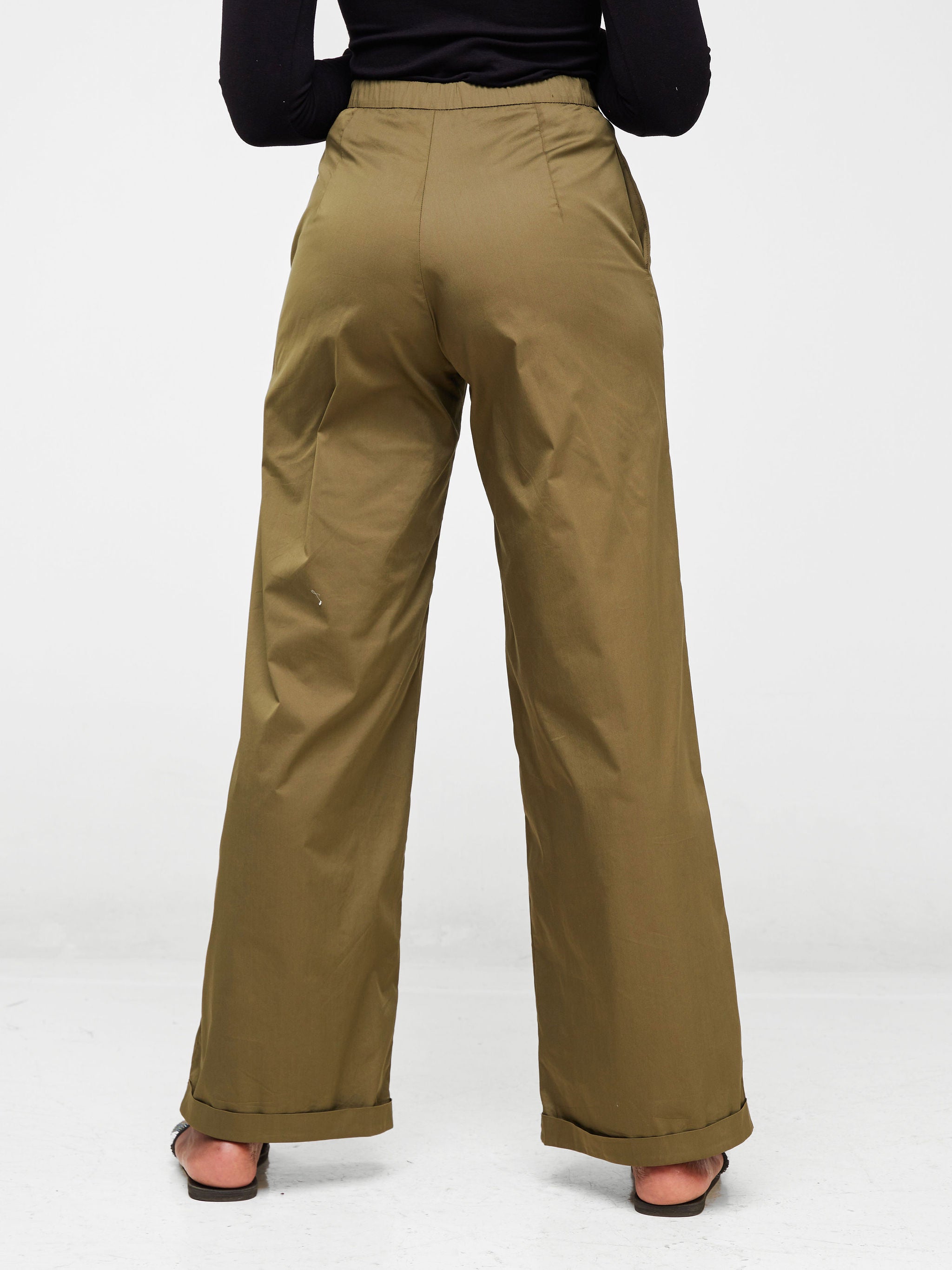 Safari Mali Turn Up Hem Pants (Pockets) - Hunters Green
