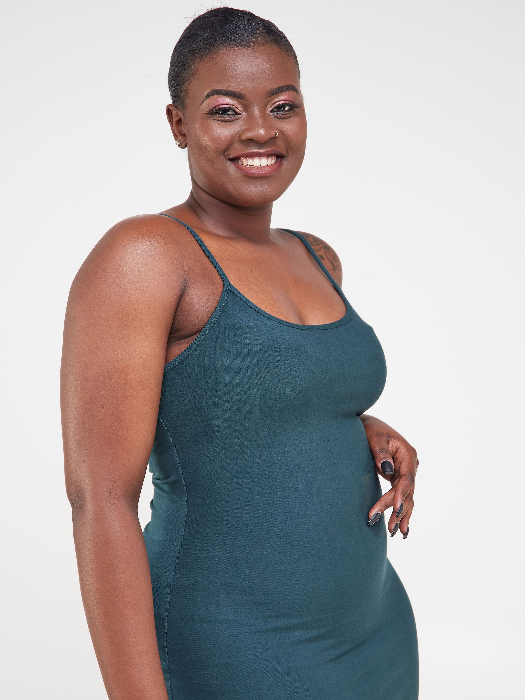 Vivo Basic Strappy Bodycon Dress - Dark Green