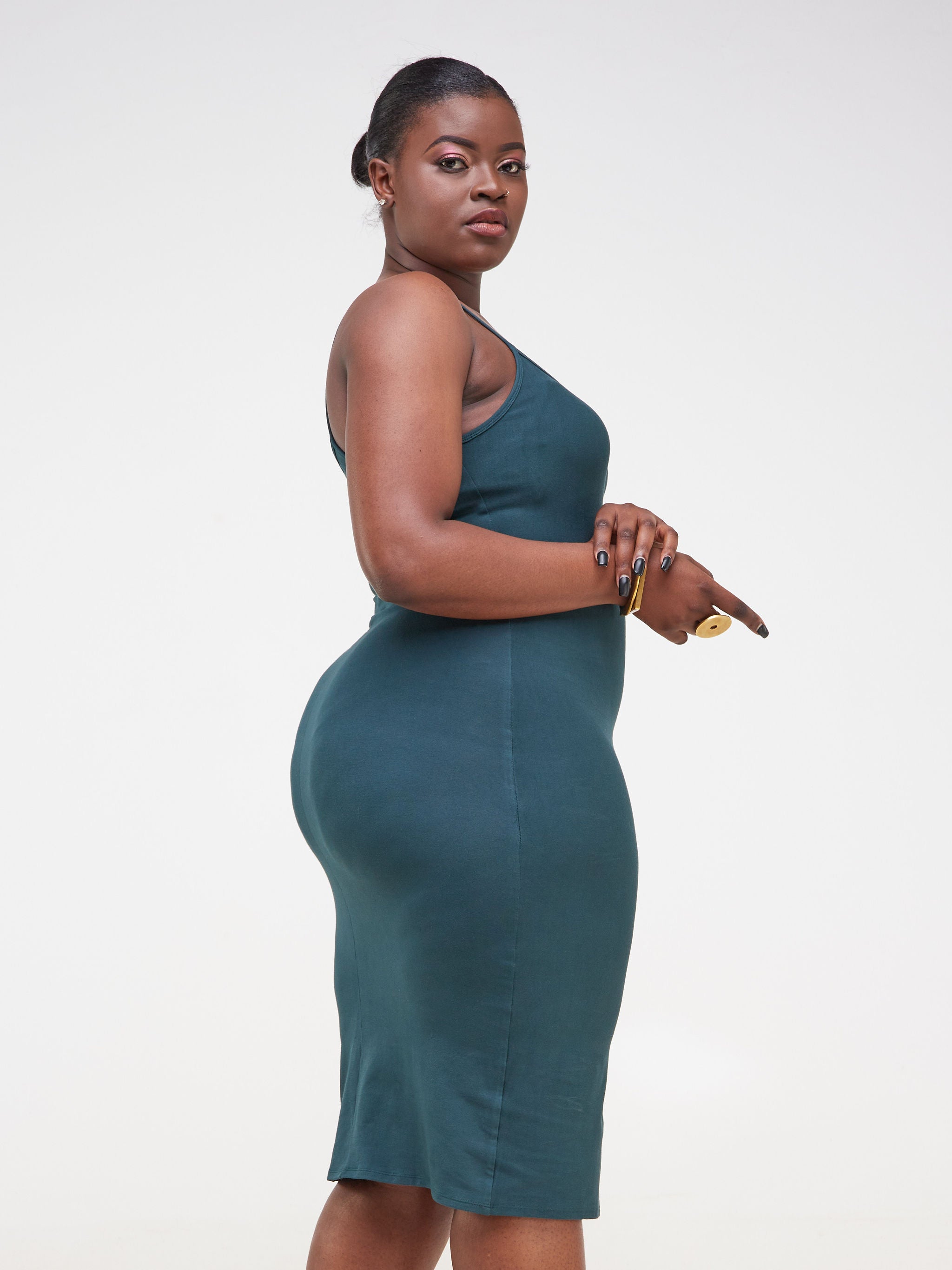 Vivo Basic Strappy Bodycon Dress Dark Green Vivo Fashion Group Kenya