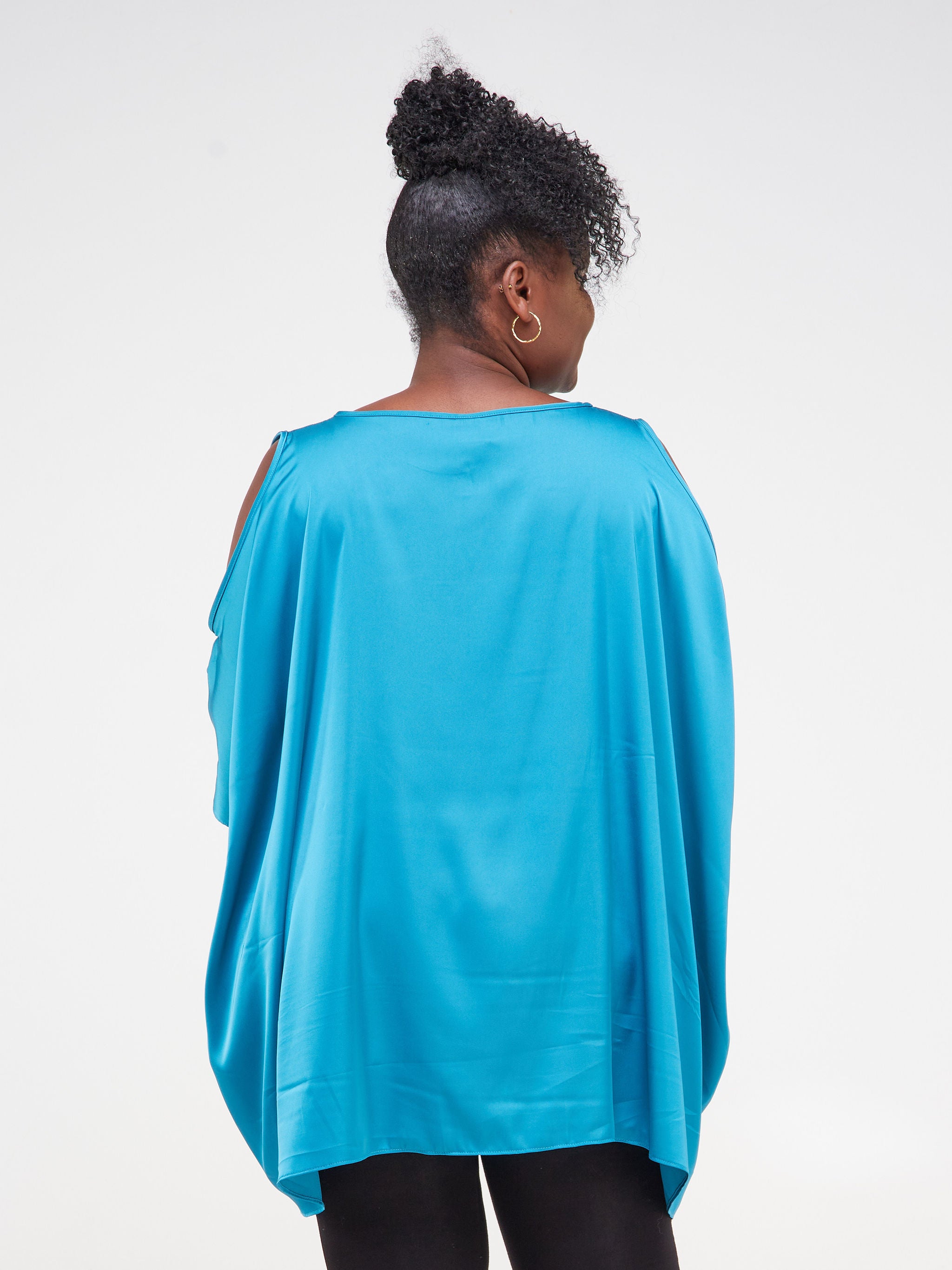 Vivo Asika Satin Cold Shoulder Top - Teal