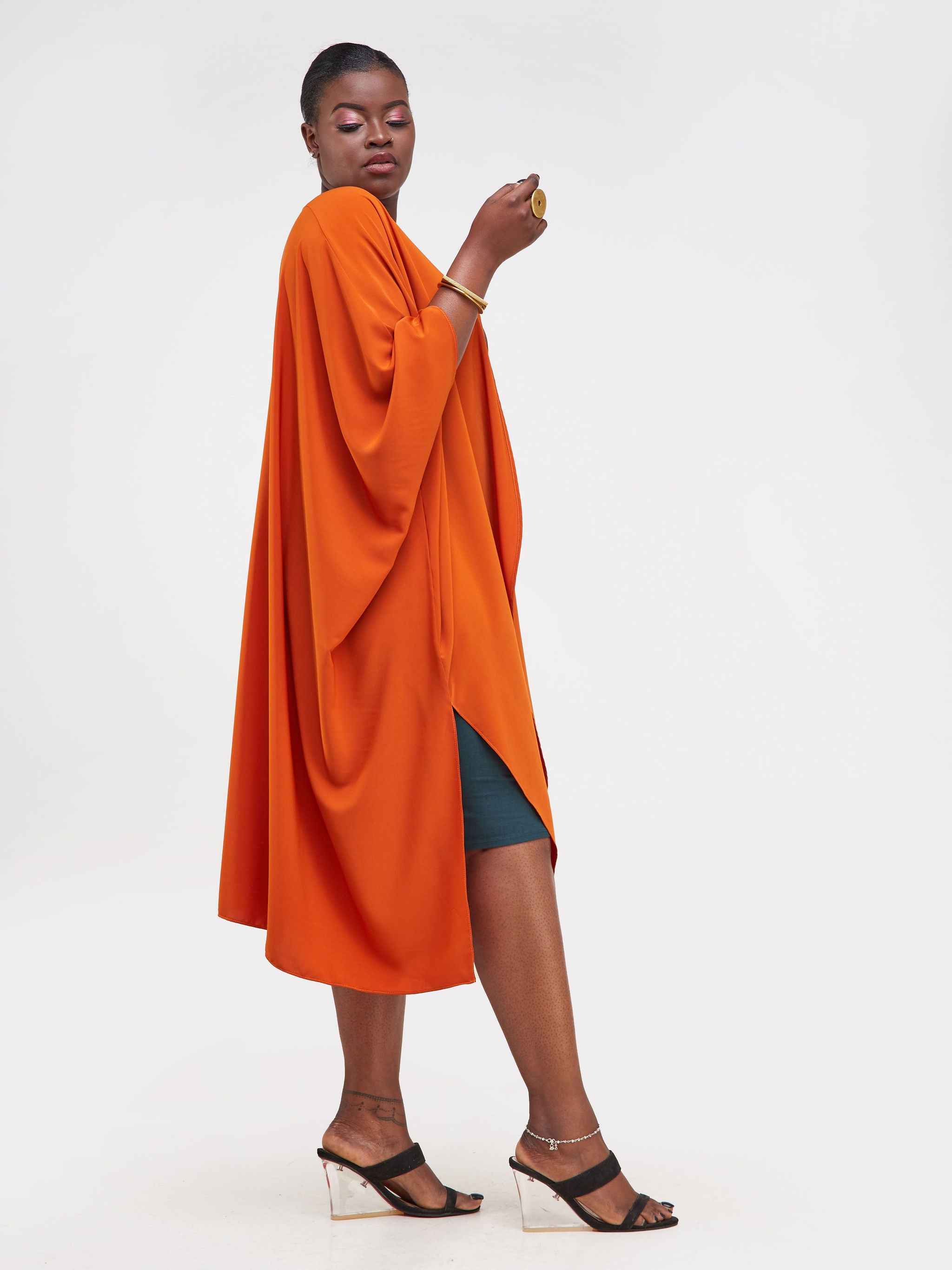 Vivo Asika Handkerchief Drape Kimono - Orange