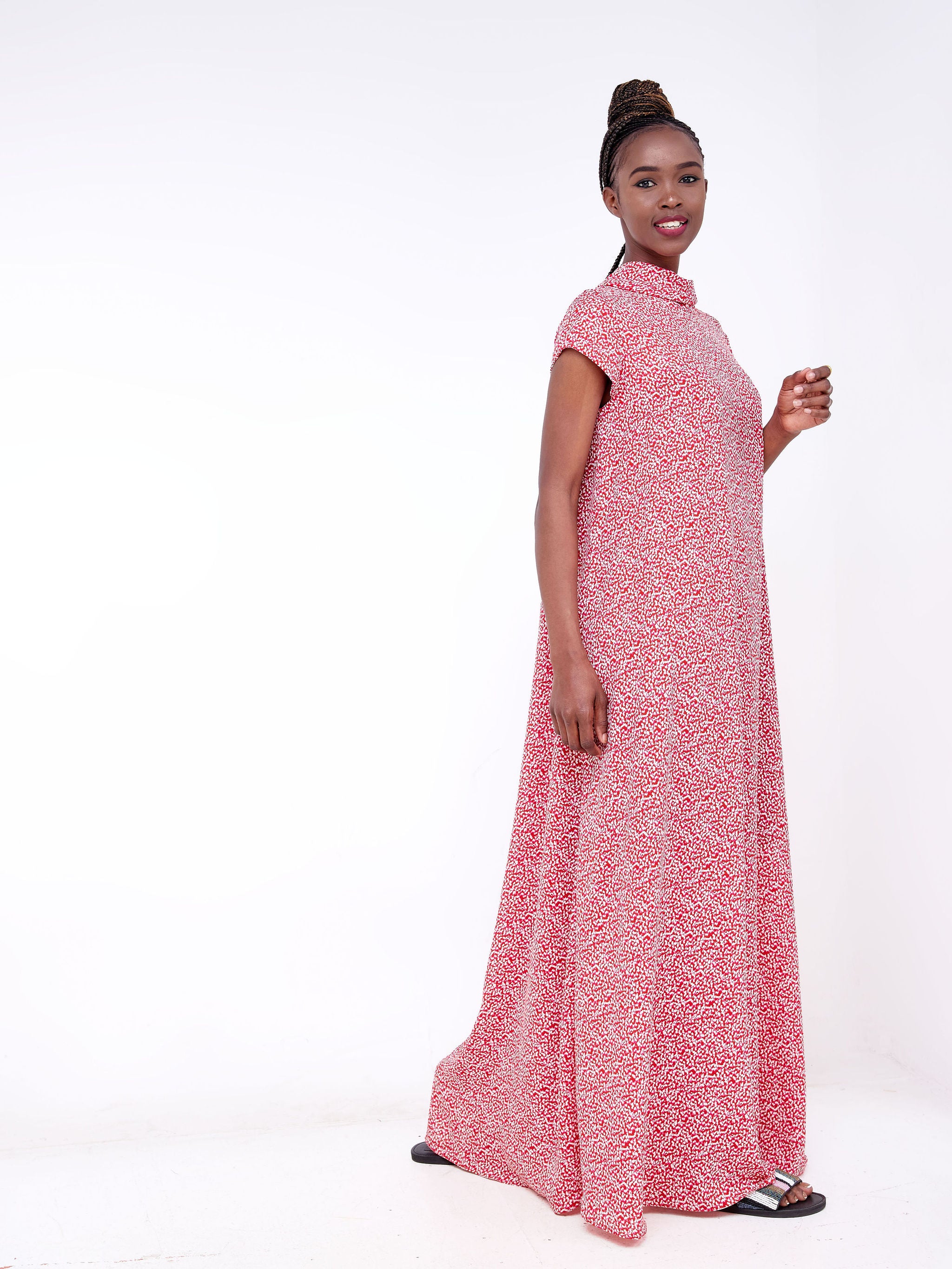 Vivo Bissa Cap Sleeve Maxi Dress Pink Floral Print Vivo Fashion Group Kenya