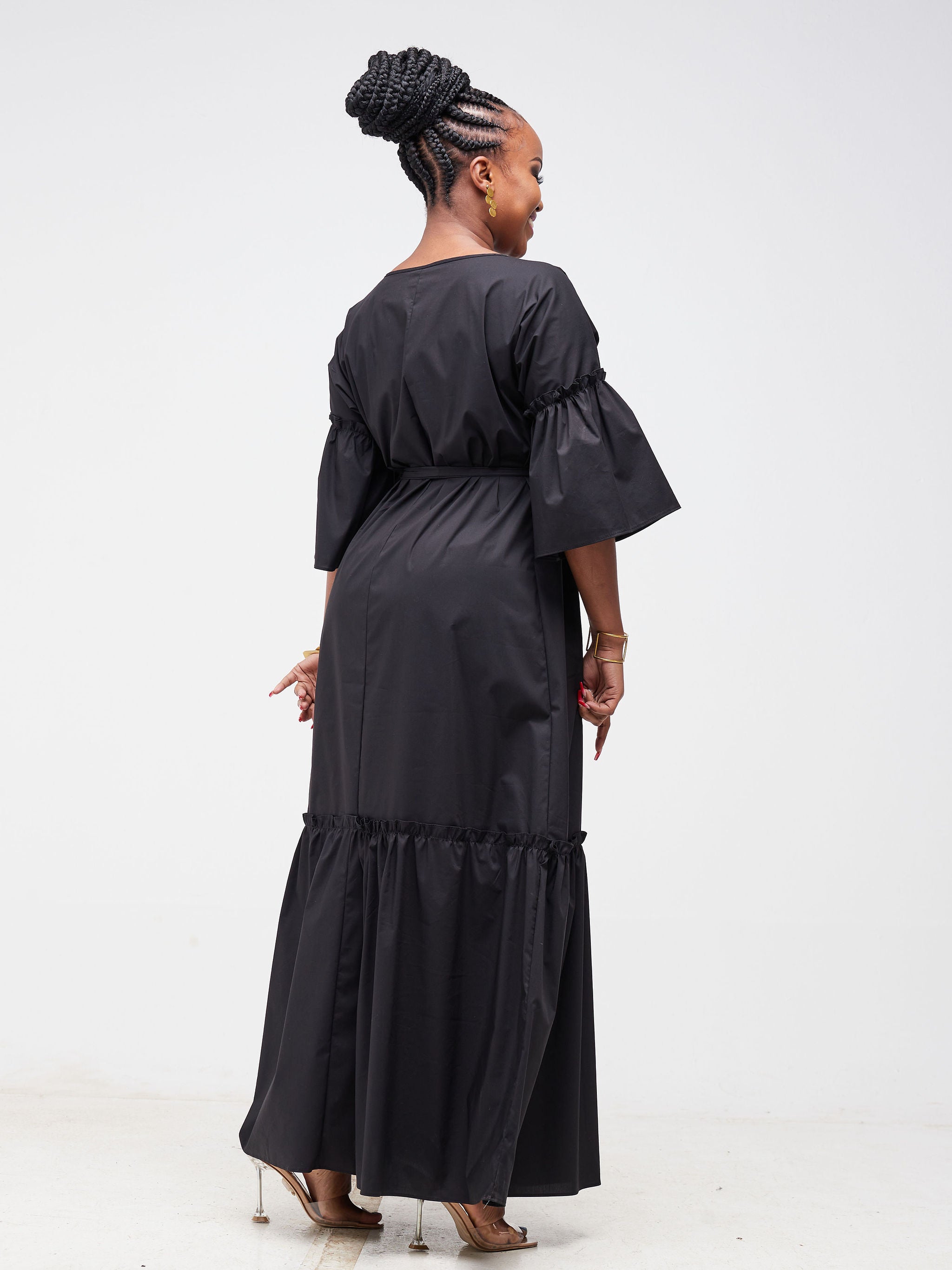 Safari Tawi Flounce Maxi Dress - Black