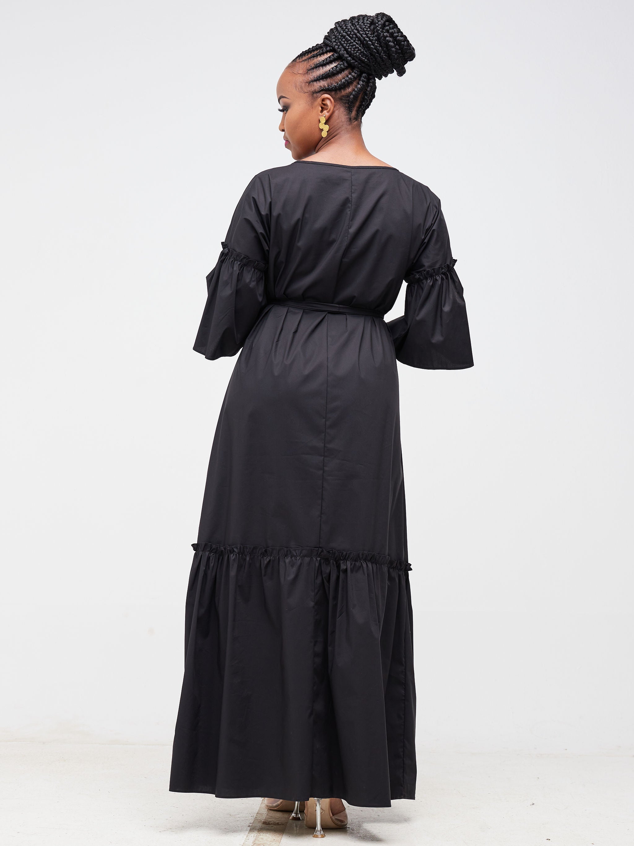 Safari Tawi Flounce Maxi Dress - Black