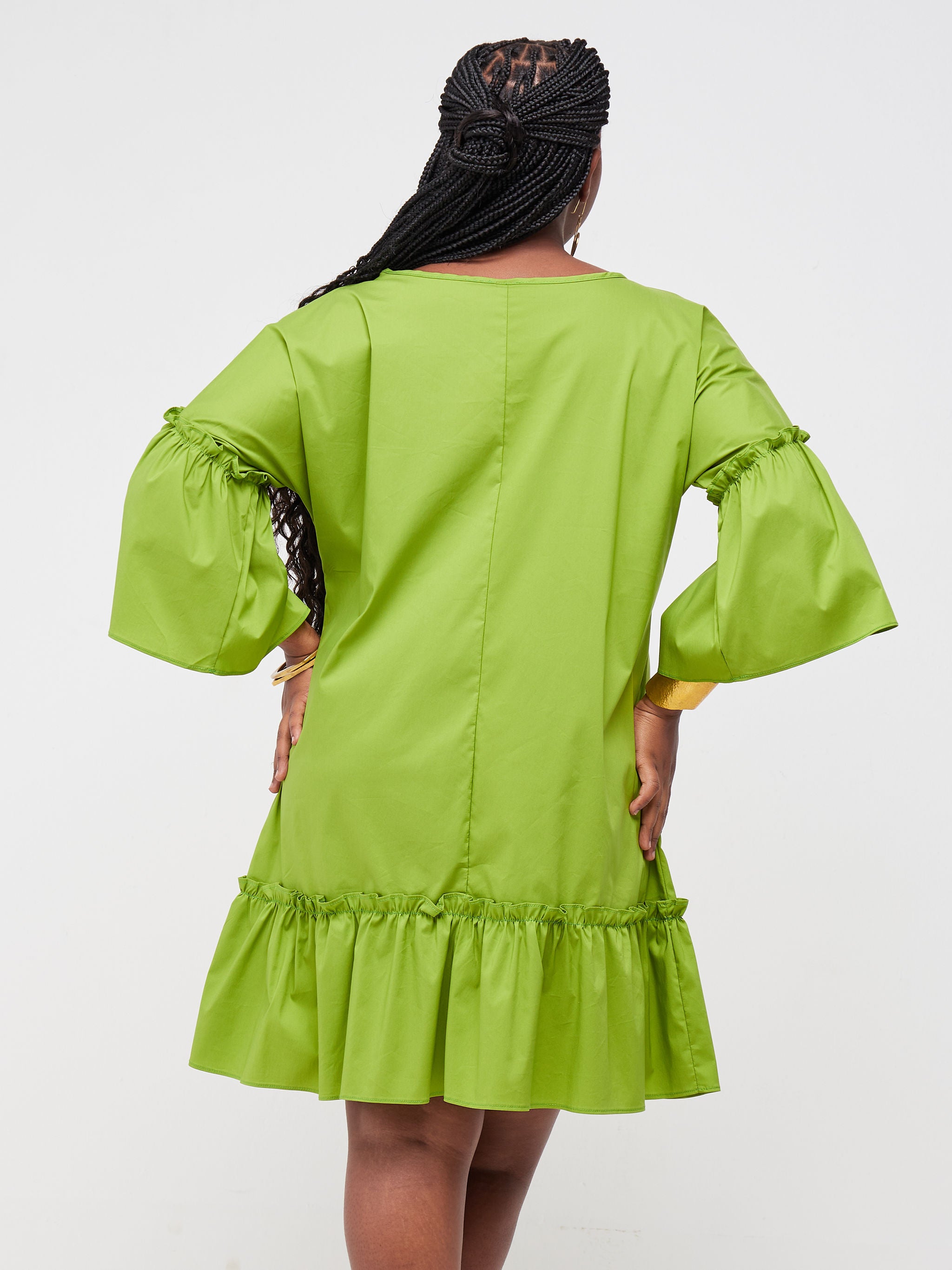 Safari Tawi Flounce Tent Dress - Dark Olive Green