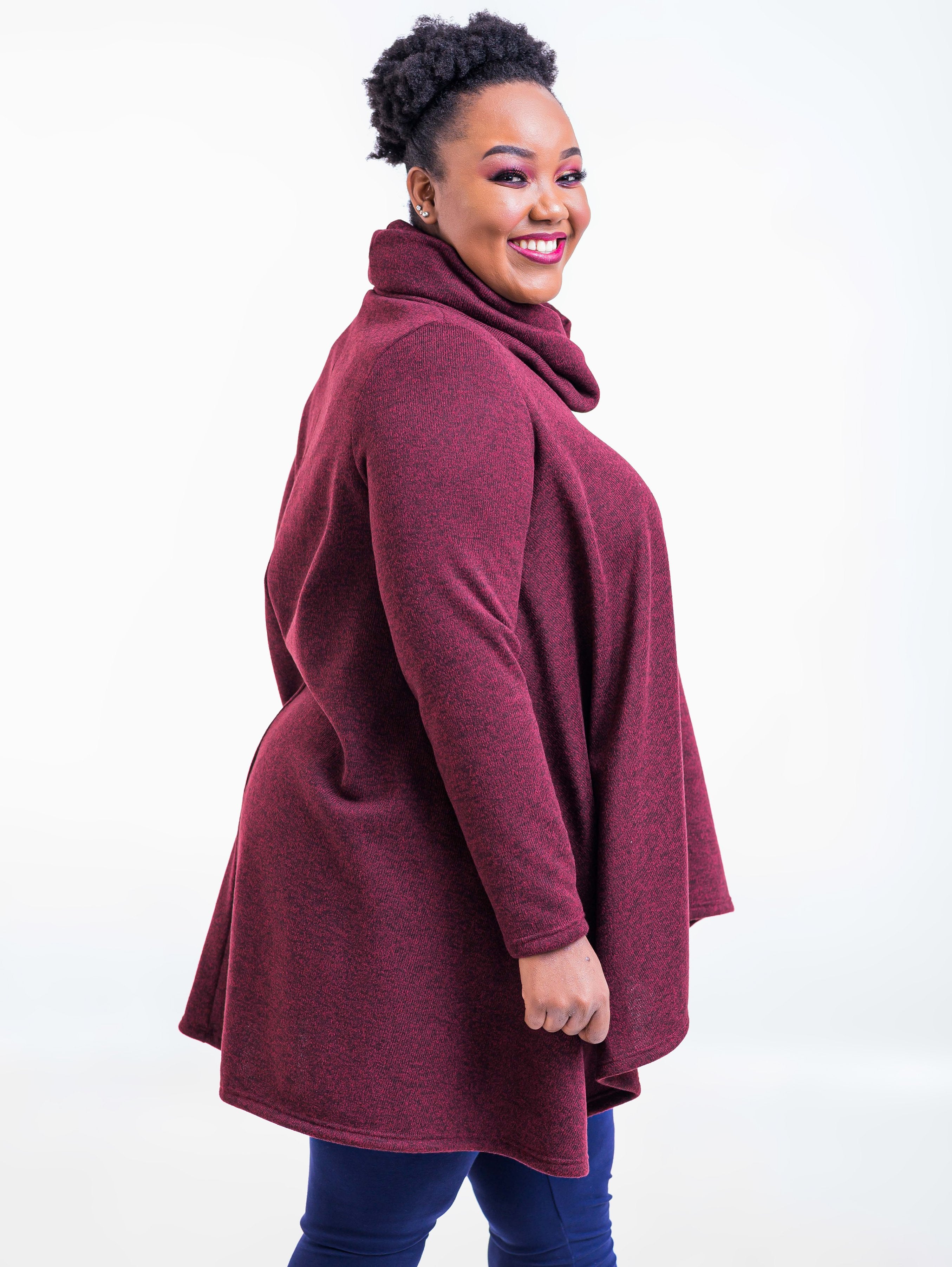 Vivo Imelda Cowl Sweater - Maroon - Shop Zetu