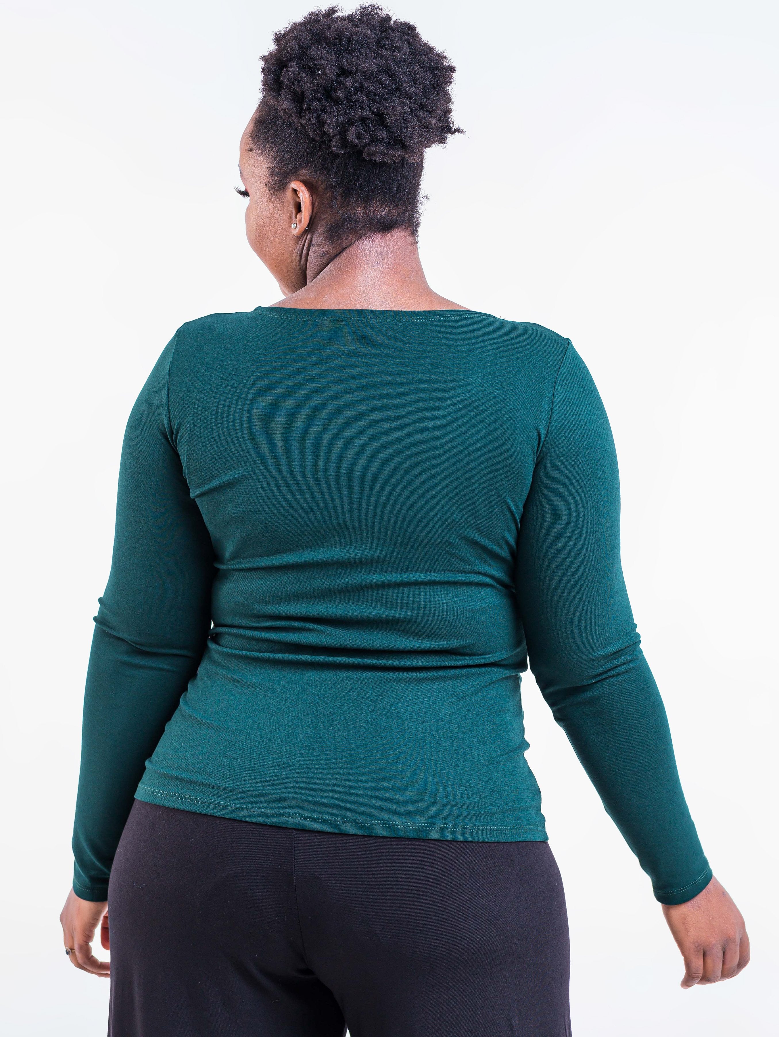 Vivo Tulia Long Sleeved Top -  Dark Green - Shop Zetu