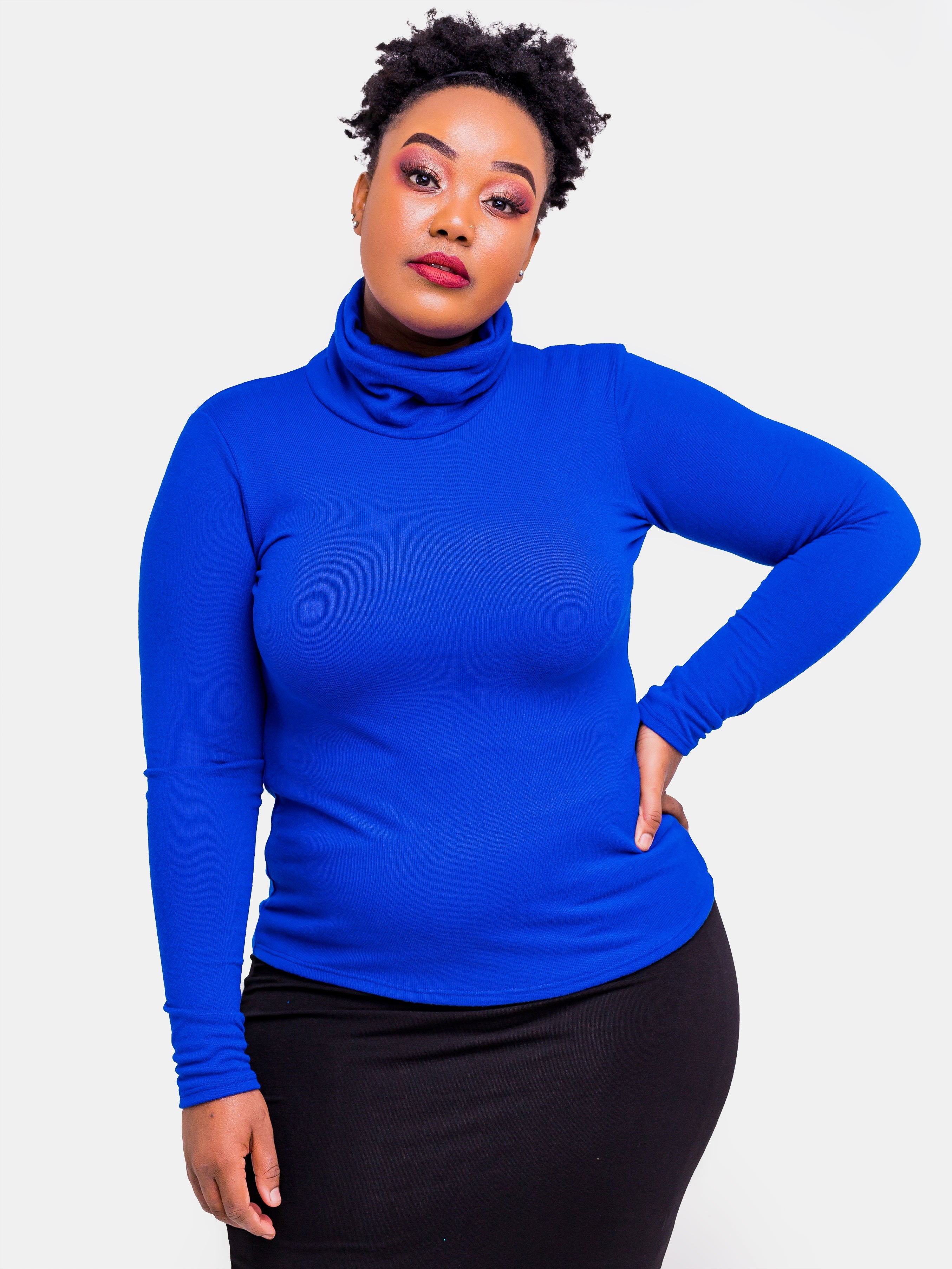 Vivo Turtle Neck Top - Royal Blue - Shop Zetu