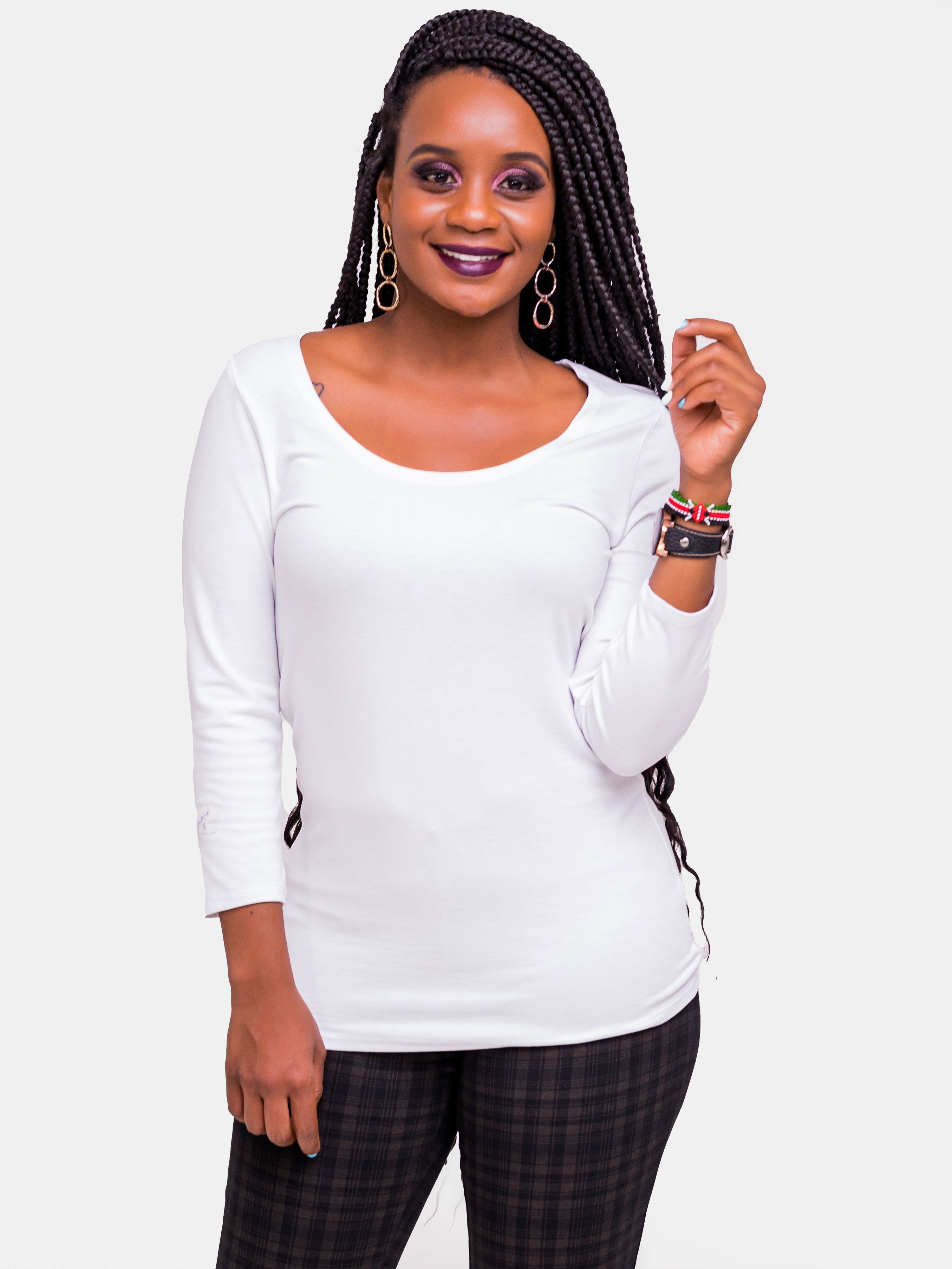 Vivo Tulia Long Sleeve Top - White - Shop Zetu