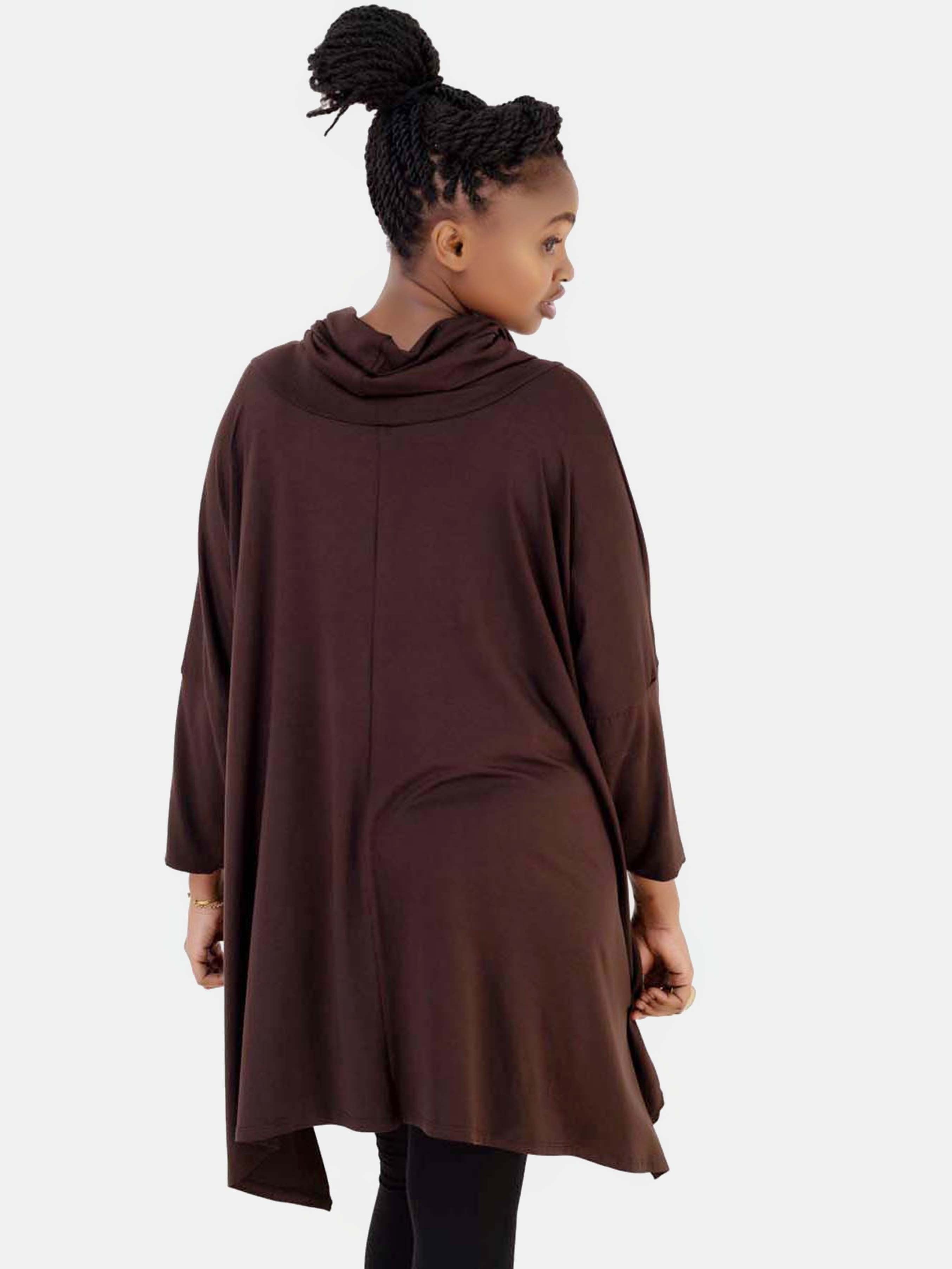 Vivo Angela Cowl Top - Brown - Shop Zetu