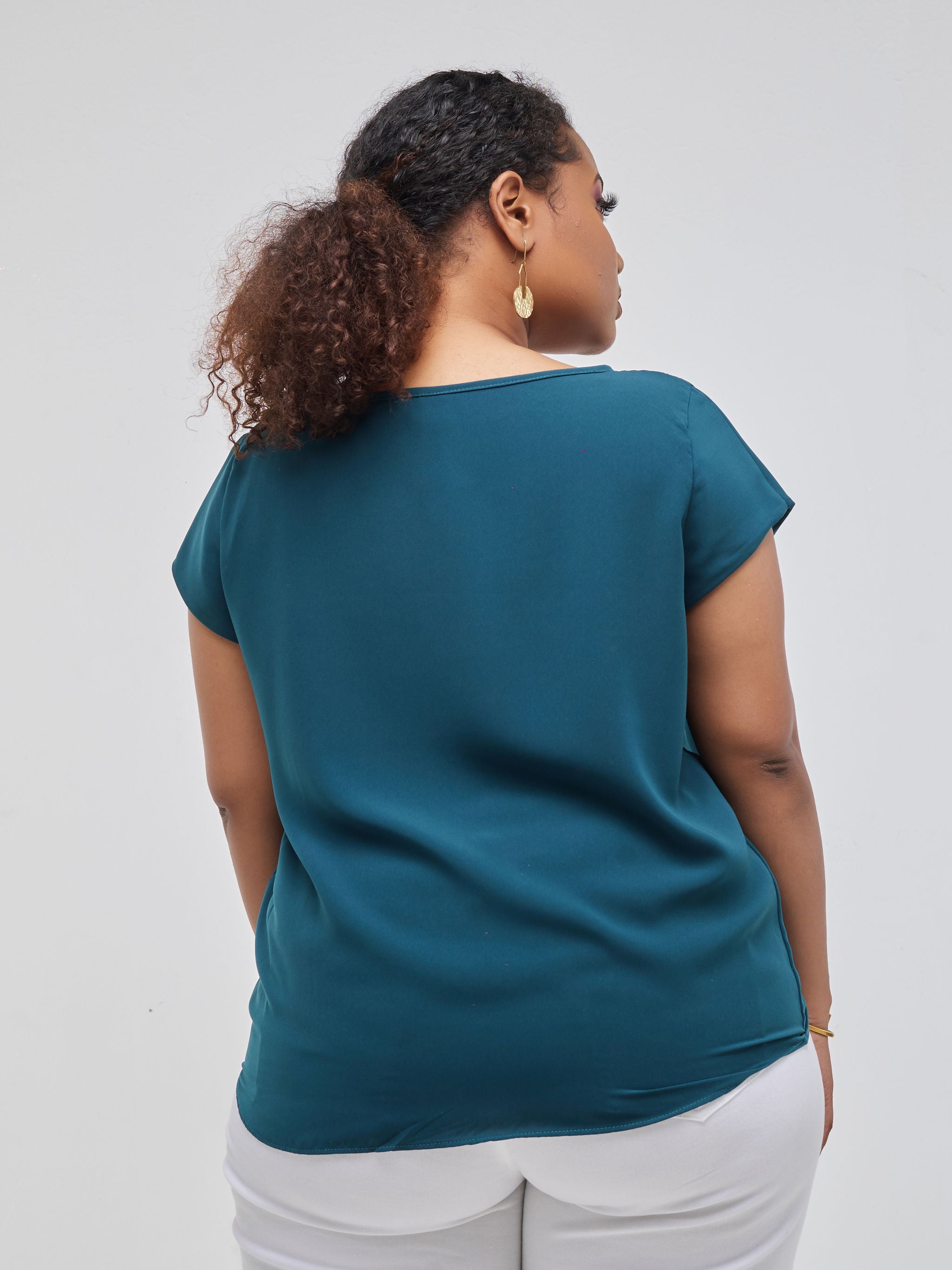 Vivo Basic Crepe Cap Sleeved Top - Teal