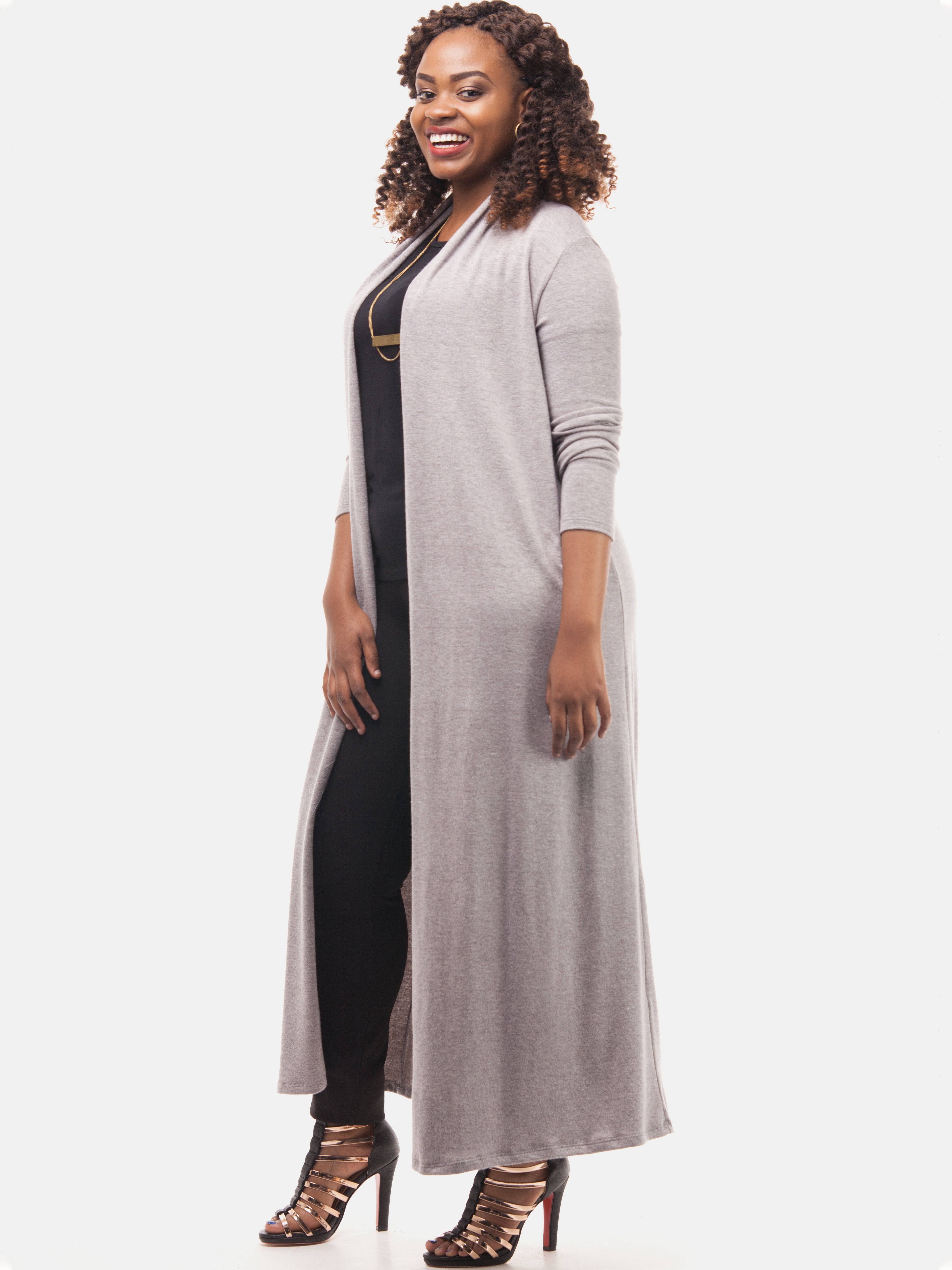 Vivo Basic Extra Long May Sweater - Grey