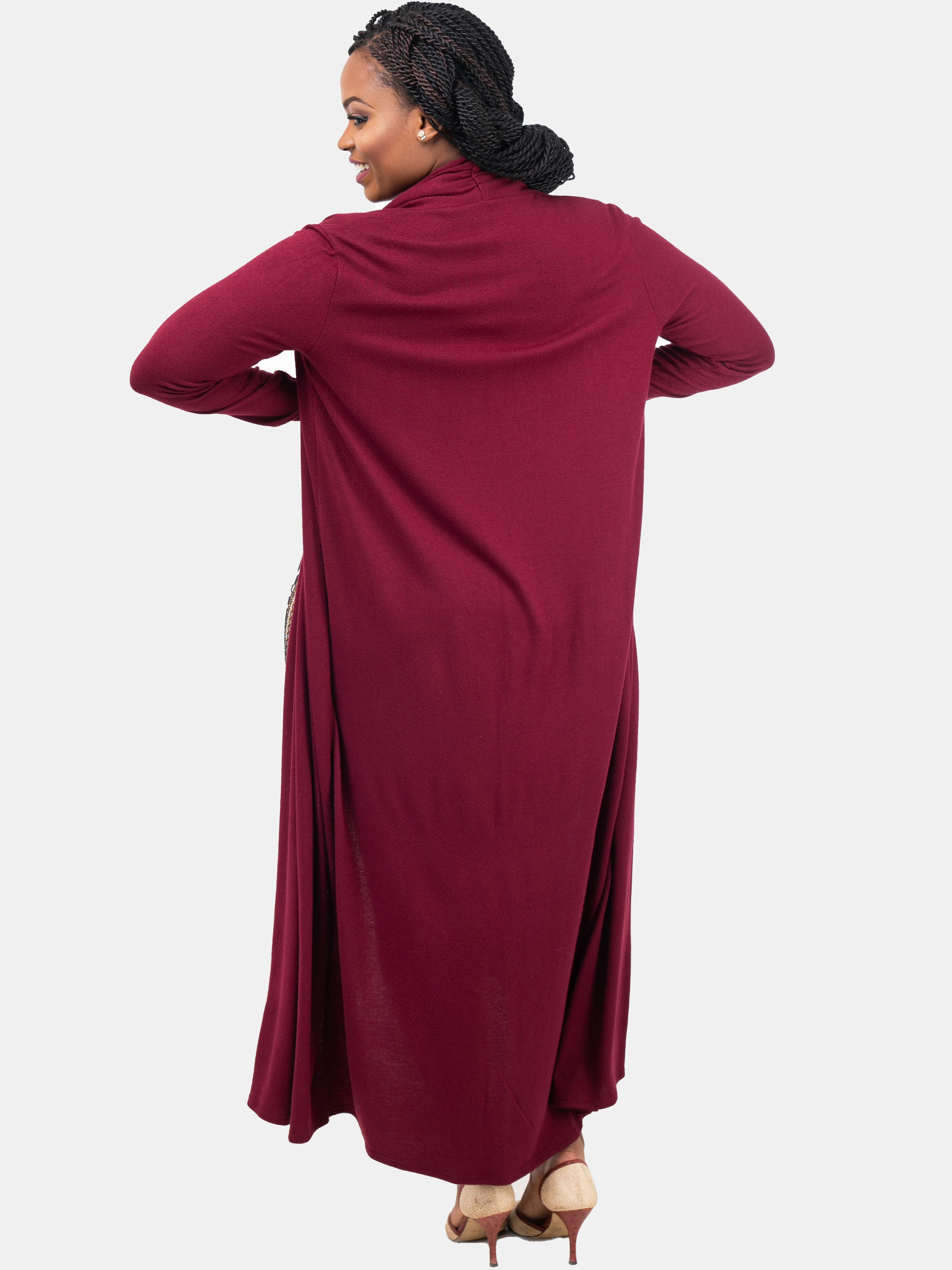 Vivo Basic Extra Long May Sweater - Maroon