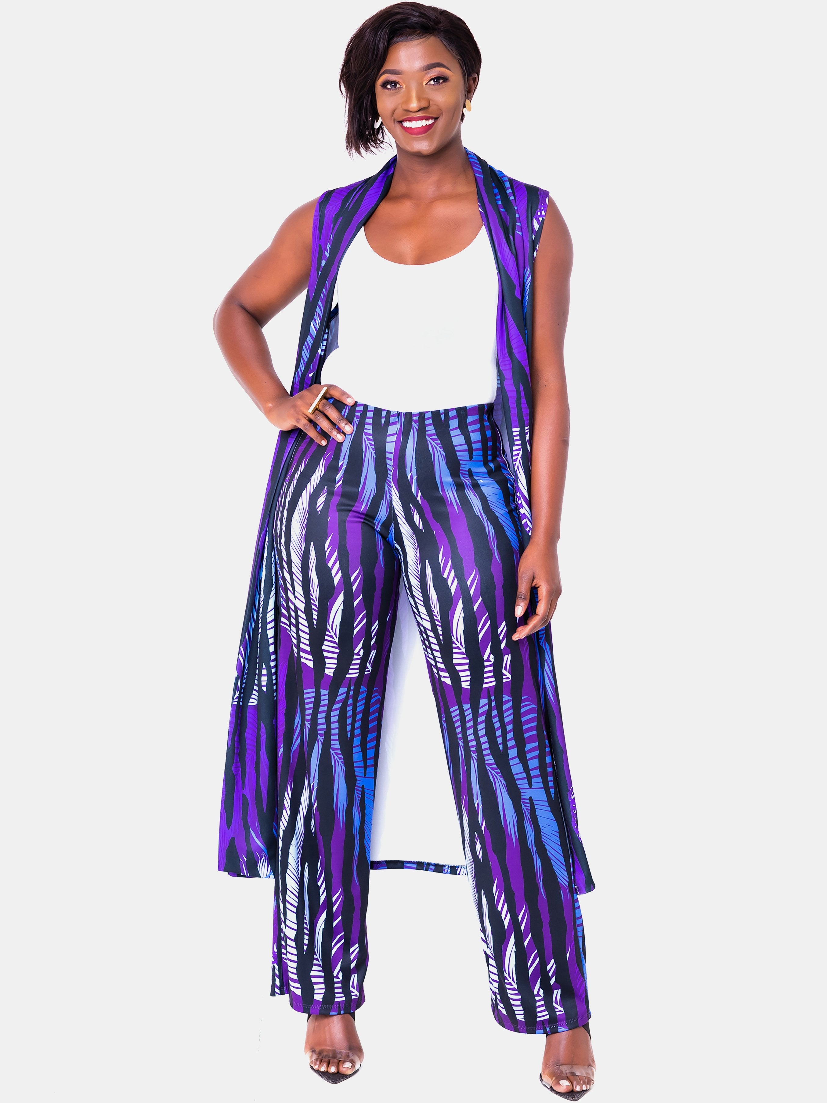 Vivo Tuni Sleeveless Waterfall - Purple Print - Shop Zetu