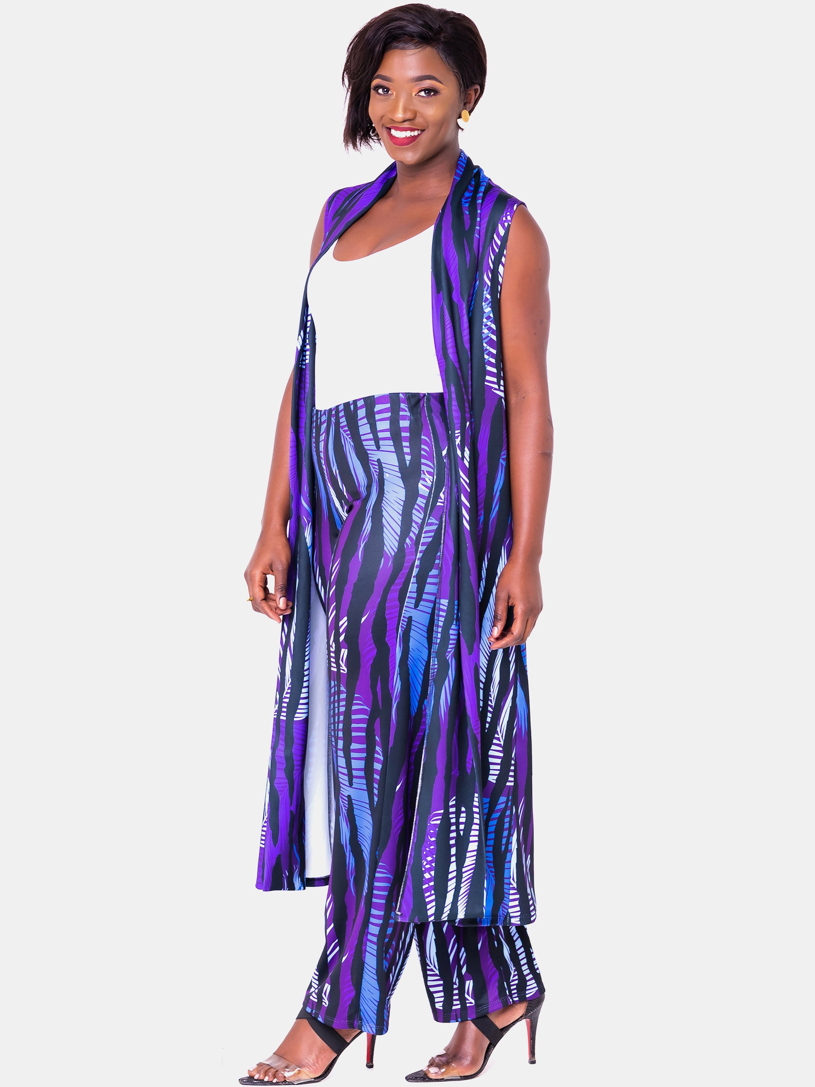 Vivo Tuni Sleeveless Waterfall - Purple Print - Shop Zetu