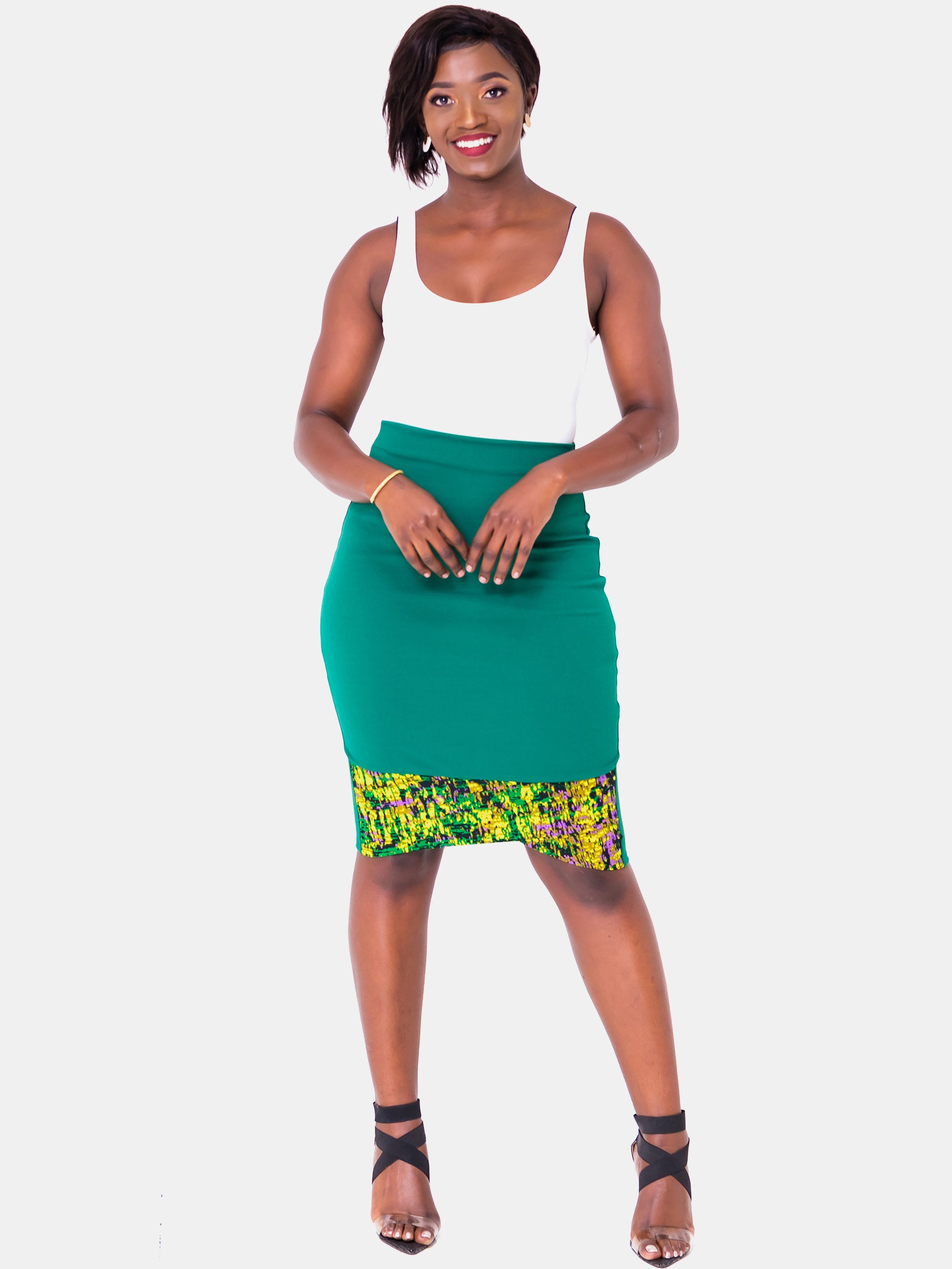 Vivo Swazuri Pencil Skirt - Dark Green - Shop Zetu