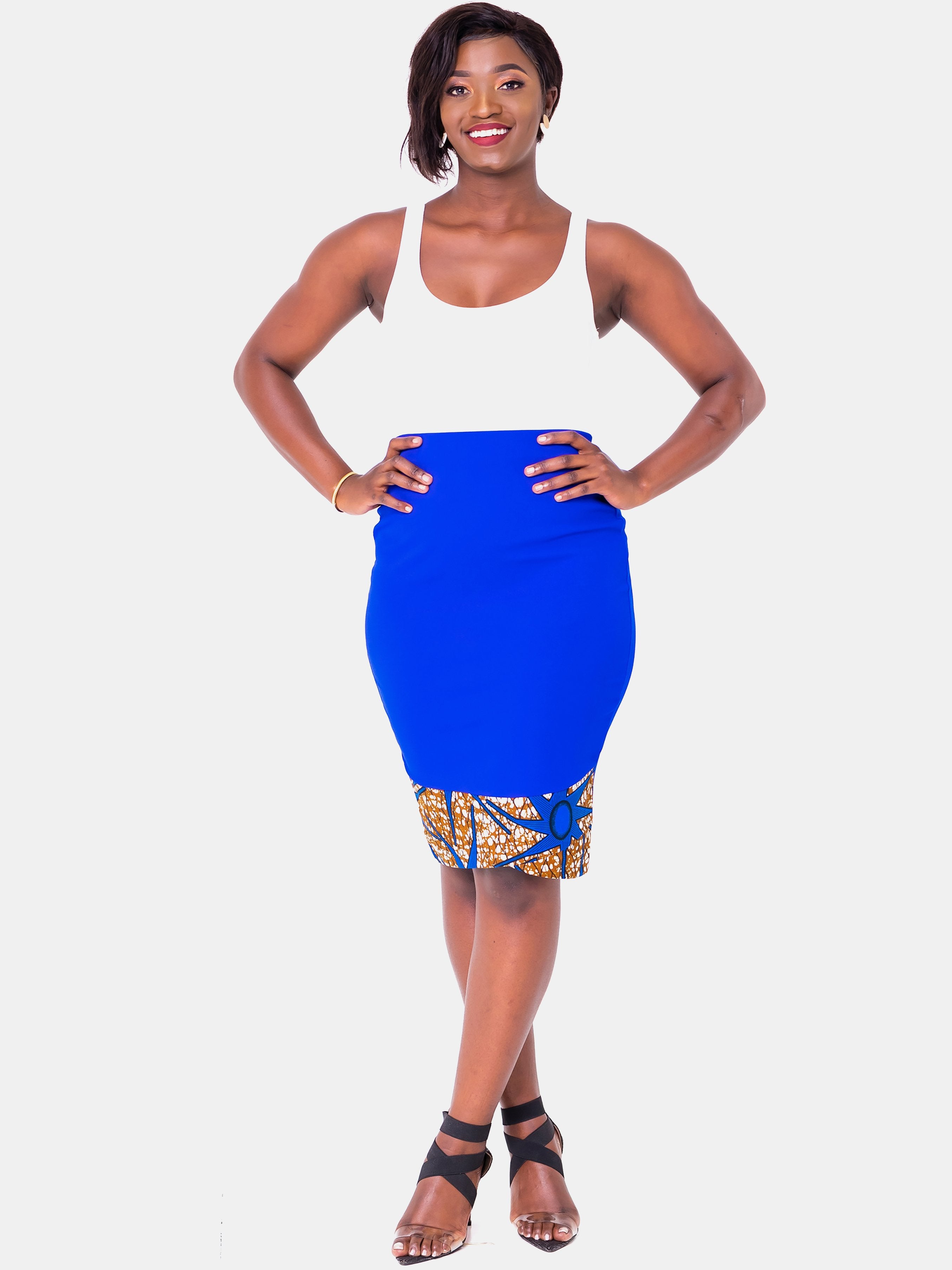 Vivo Swazuri Pencil Skirt - Royal Blue - Shop Zetu