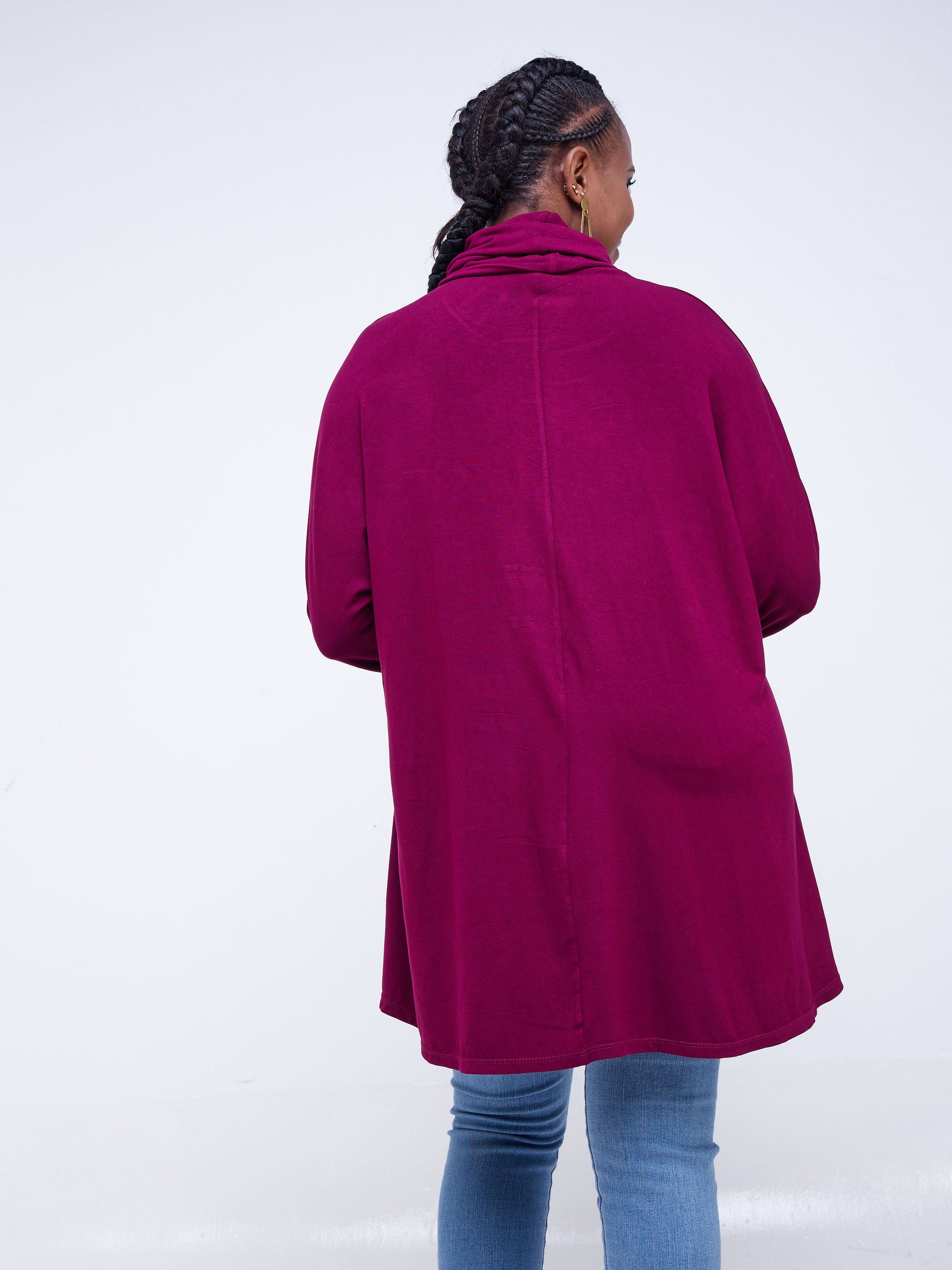 Vivo Basic Dolman High Low Top - Burgundy