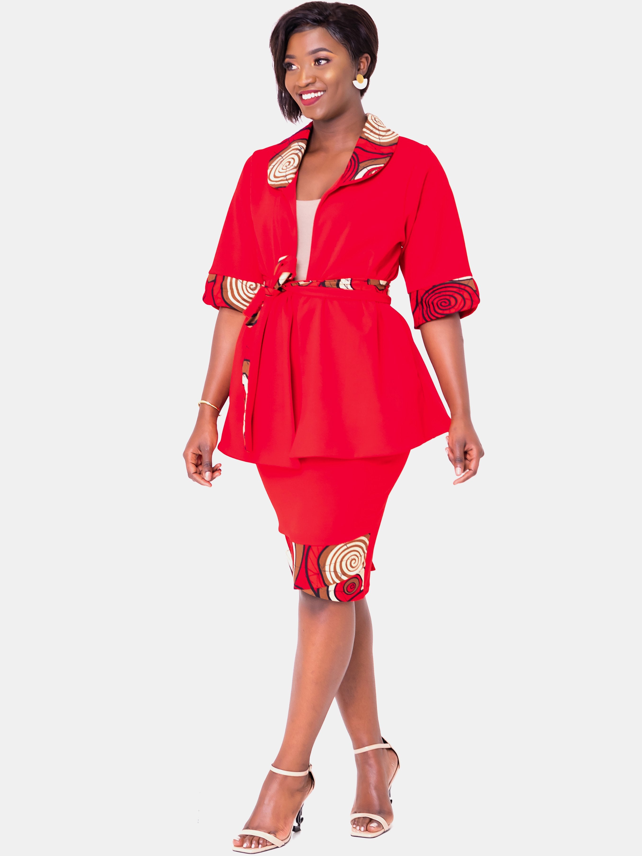 Vivo Swazuri A-Line Coat - Red - Shop Zetu