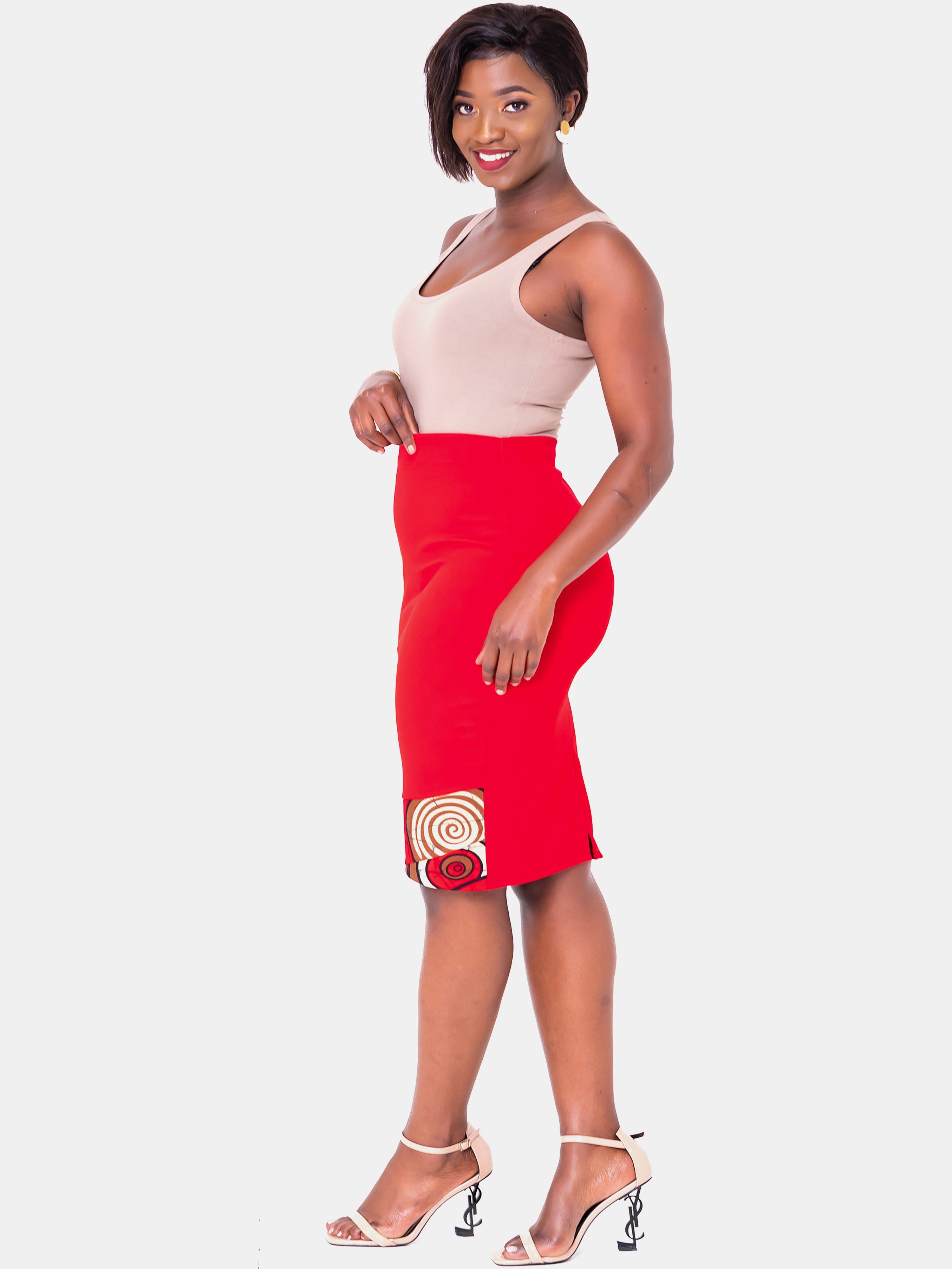 Vivo Swazuri Pencil Skirt - Red - Shop Zetu