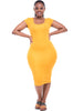 Vivo Basic Cap Sleeved Leila Dress - Mustard