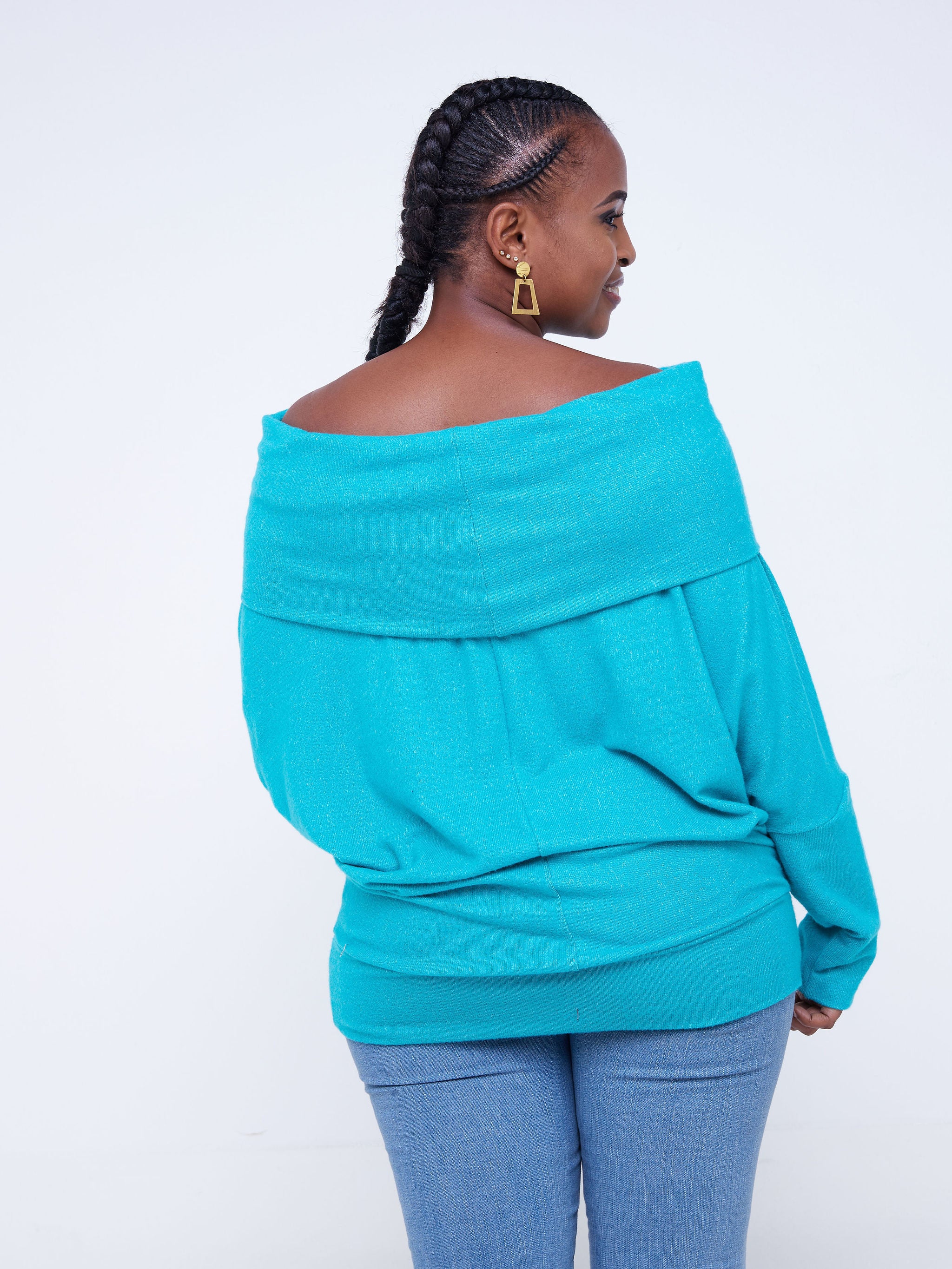Vivo Dalia Off Shoulder Dolman Top - Sea Green