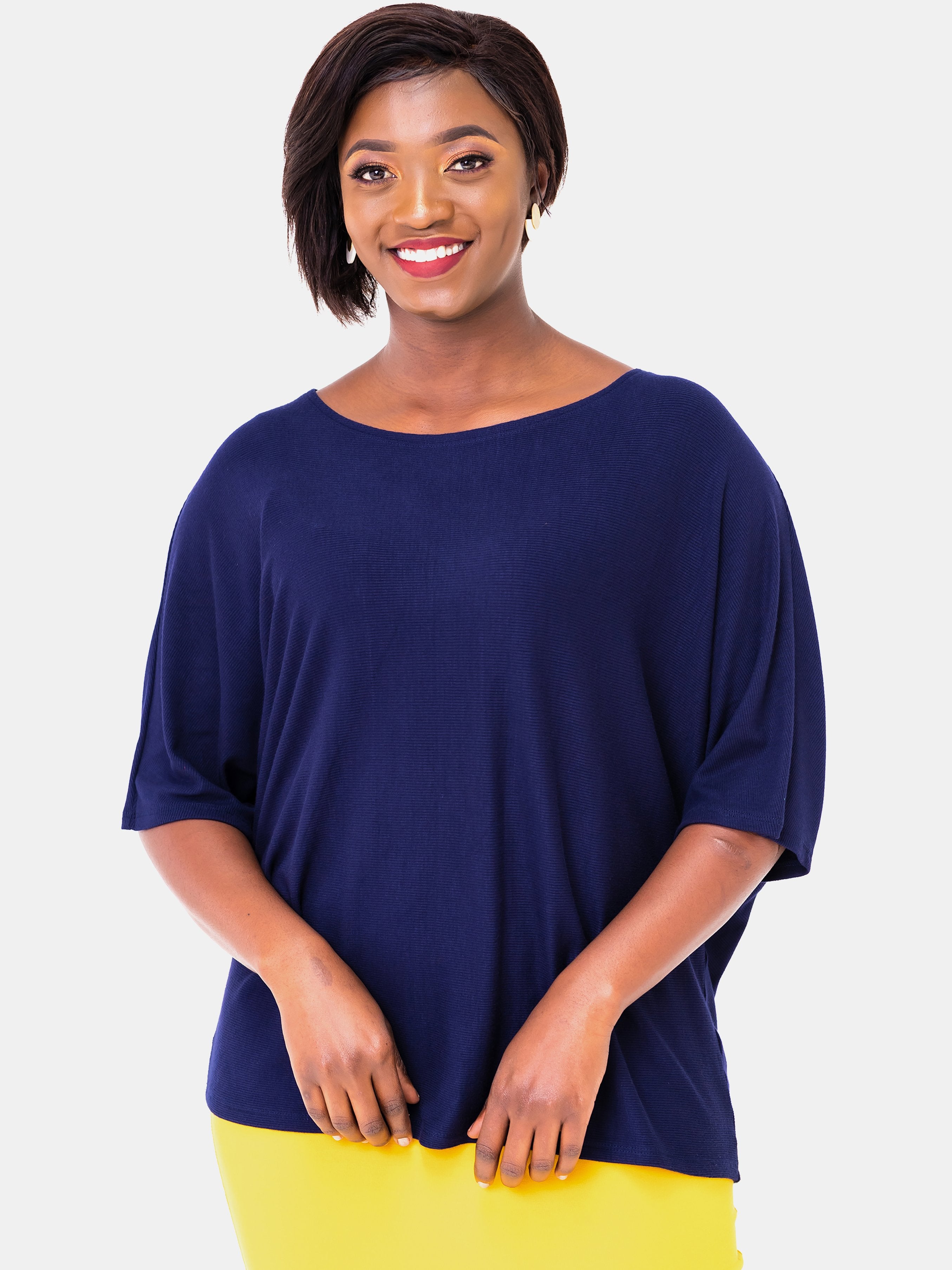 Vivo Sienna Ribbed Top - Navy Blue - Shop Zetu